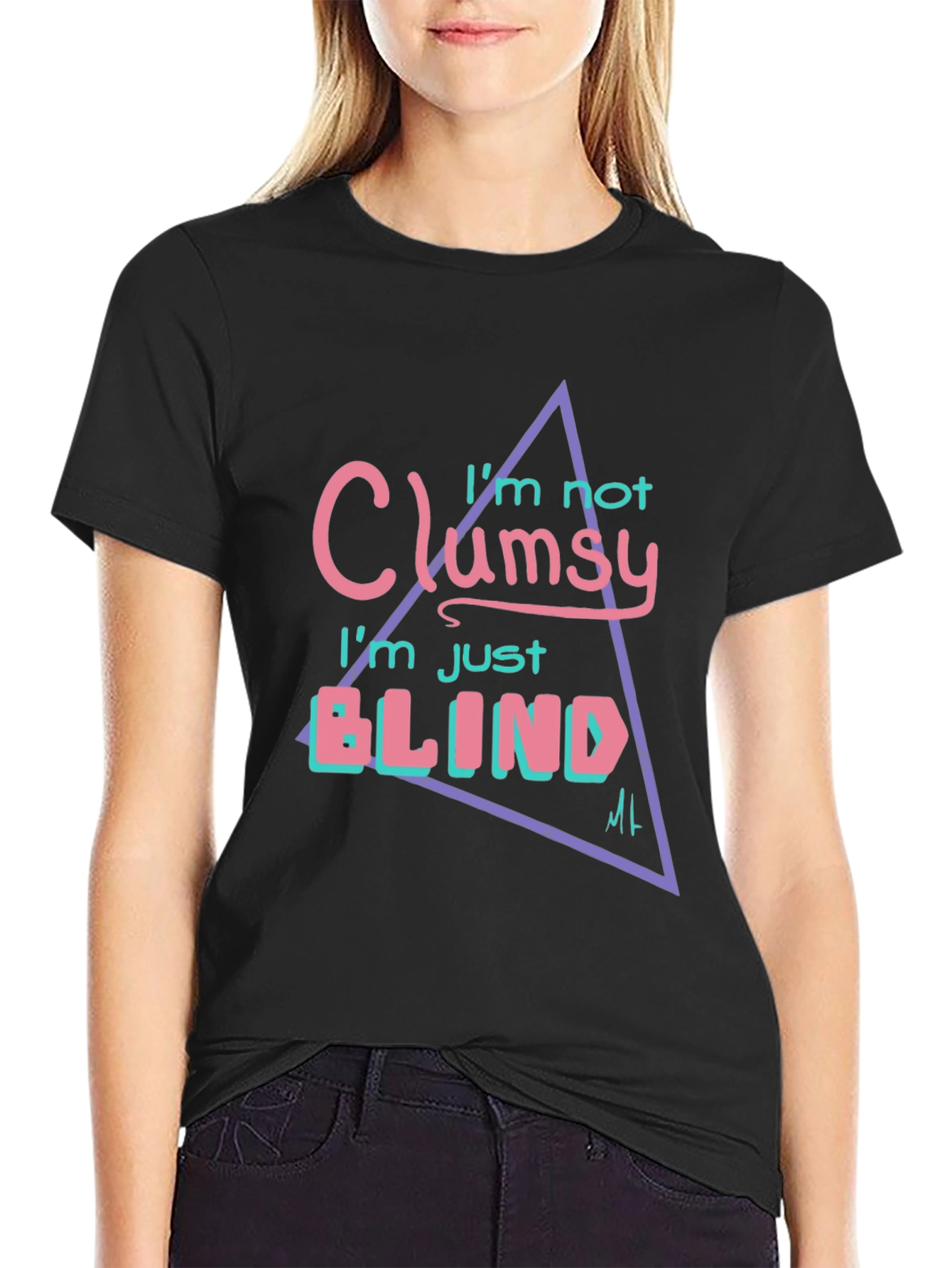 Black Clumsy? Tee: Funny Graphic Print T-Shirt view 2