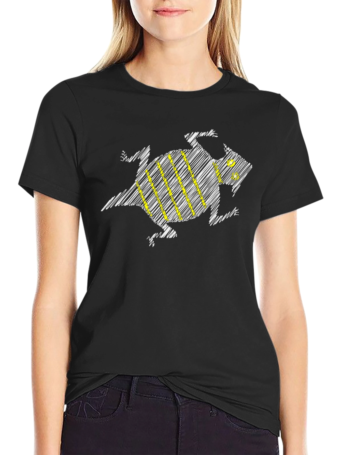 Black Stylized Lizard Tee - Men's Black Graphic T-Shirt view 2