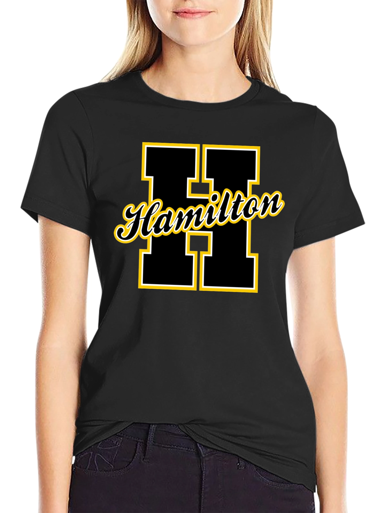 Black Hamilton Varsity Letter T-Shirt - Black view 2