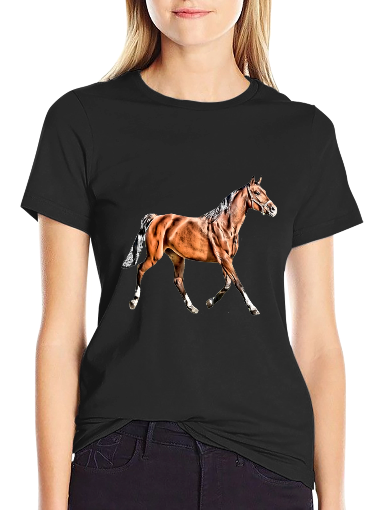 Black Horse Graphic Black T-Shirt view 2