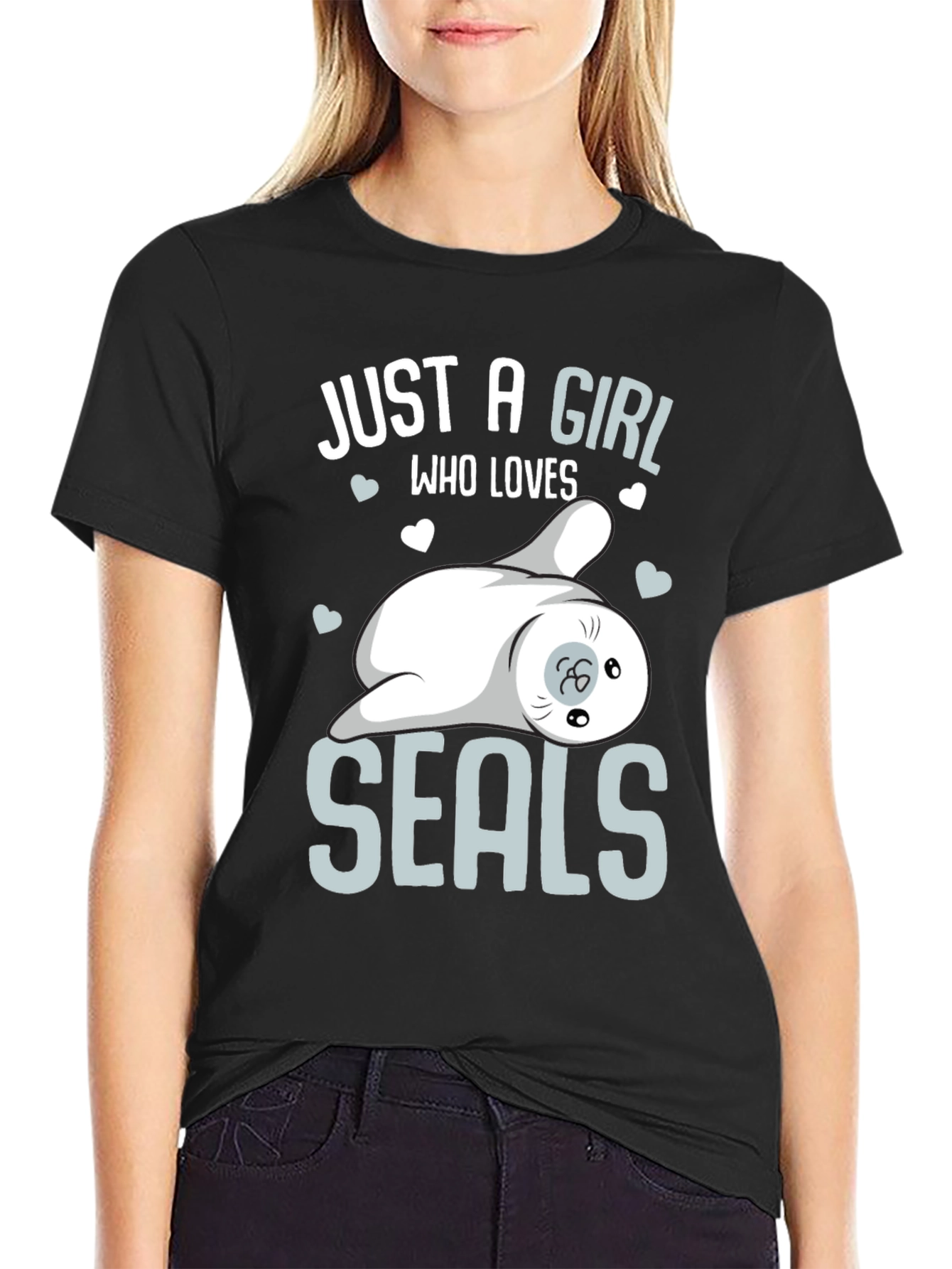Black Girl Loves Seals T-Shirt - Cute Animal Graphic Tee view 2