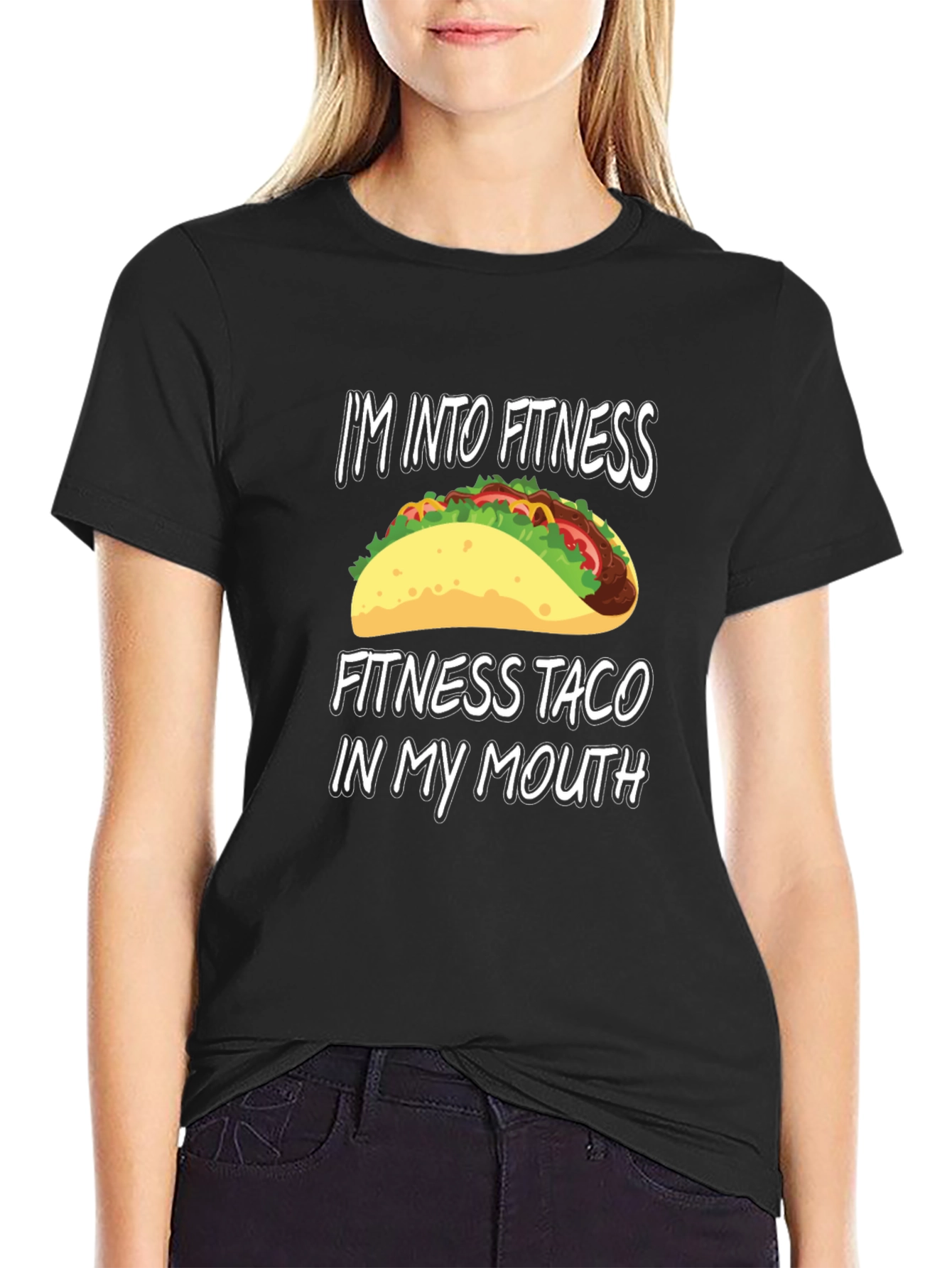 Black Fitness Taco Graphic Tee - Foodie Workout Shirt view 2