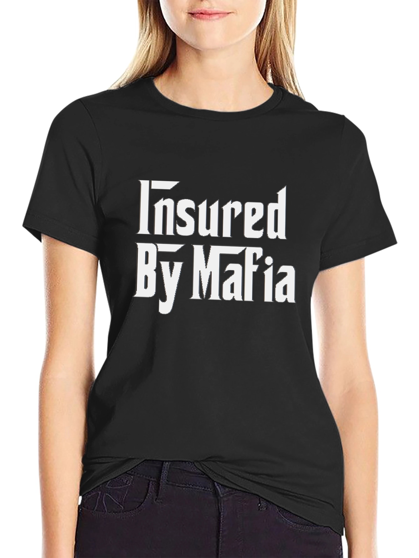 Black Insured By Mafia Graphic Tee view 2