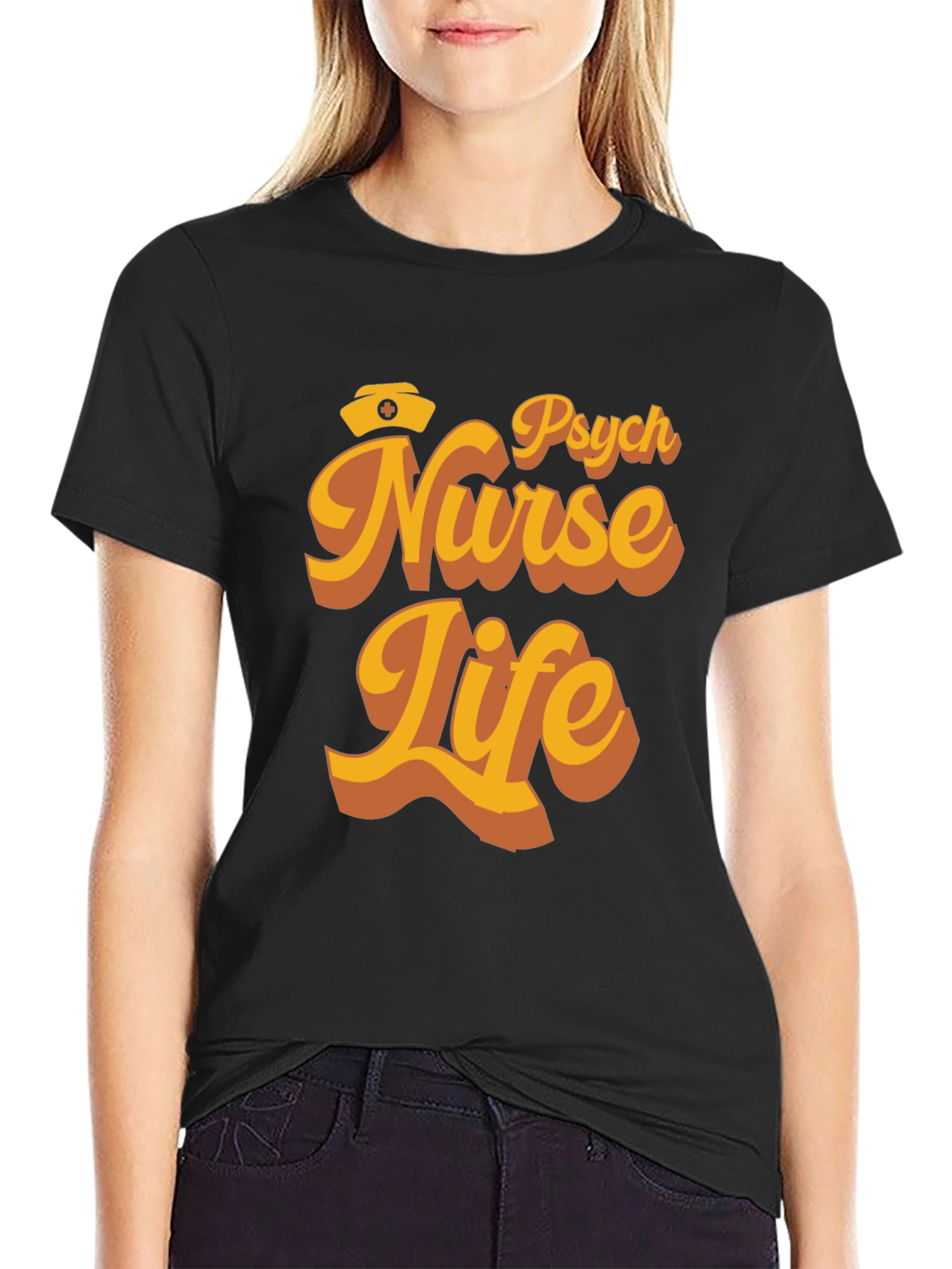 Black Psych Nurse Life T-Shirt - Retro Design view 2