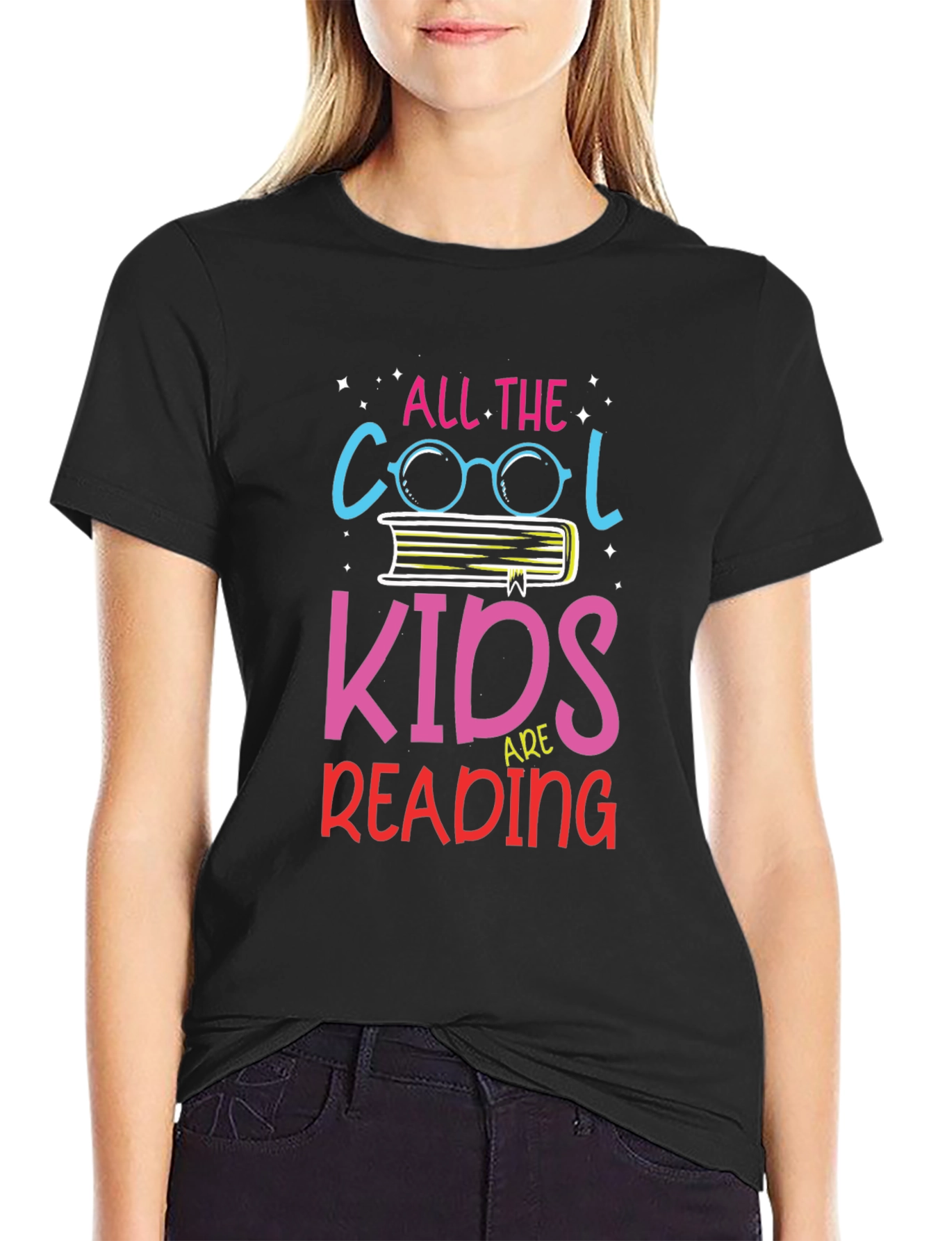 Black Cool Kids Reading T-Shirt - Bookworm Apparel view 2