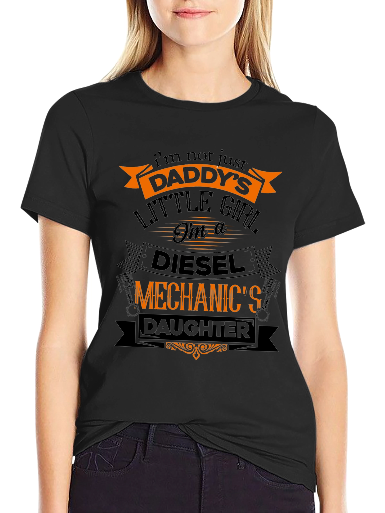 Black Daddy's Diesel Mechanic's Daughter Graphic Tee view 2