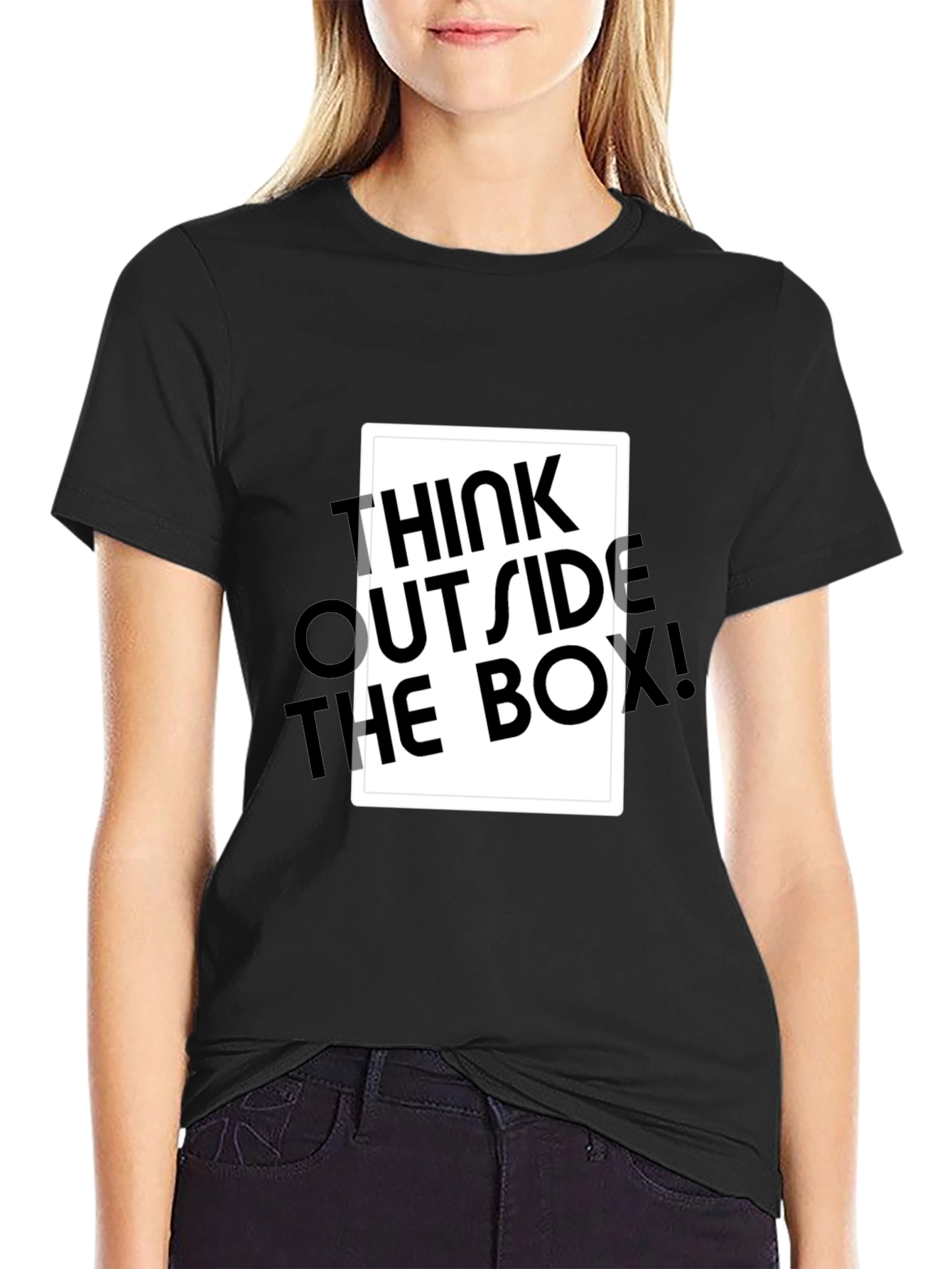 Black Think Outside the Box Graphic Tee - Black view 2