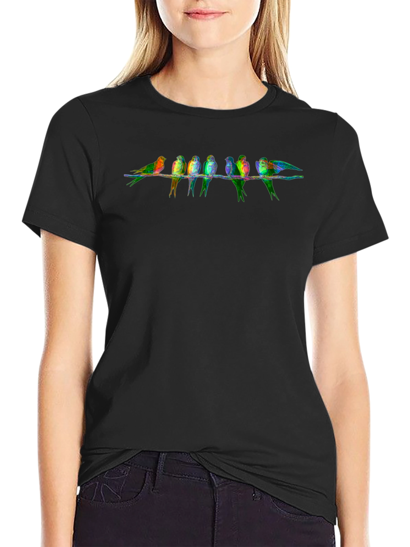 Black Birds on a Wire Graphic T-Shirt view 2