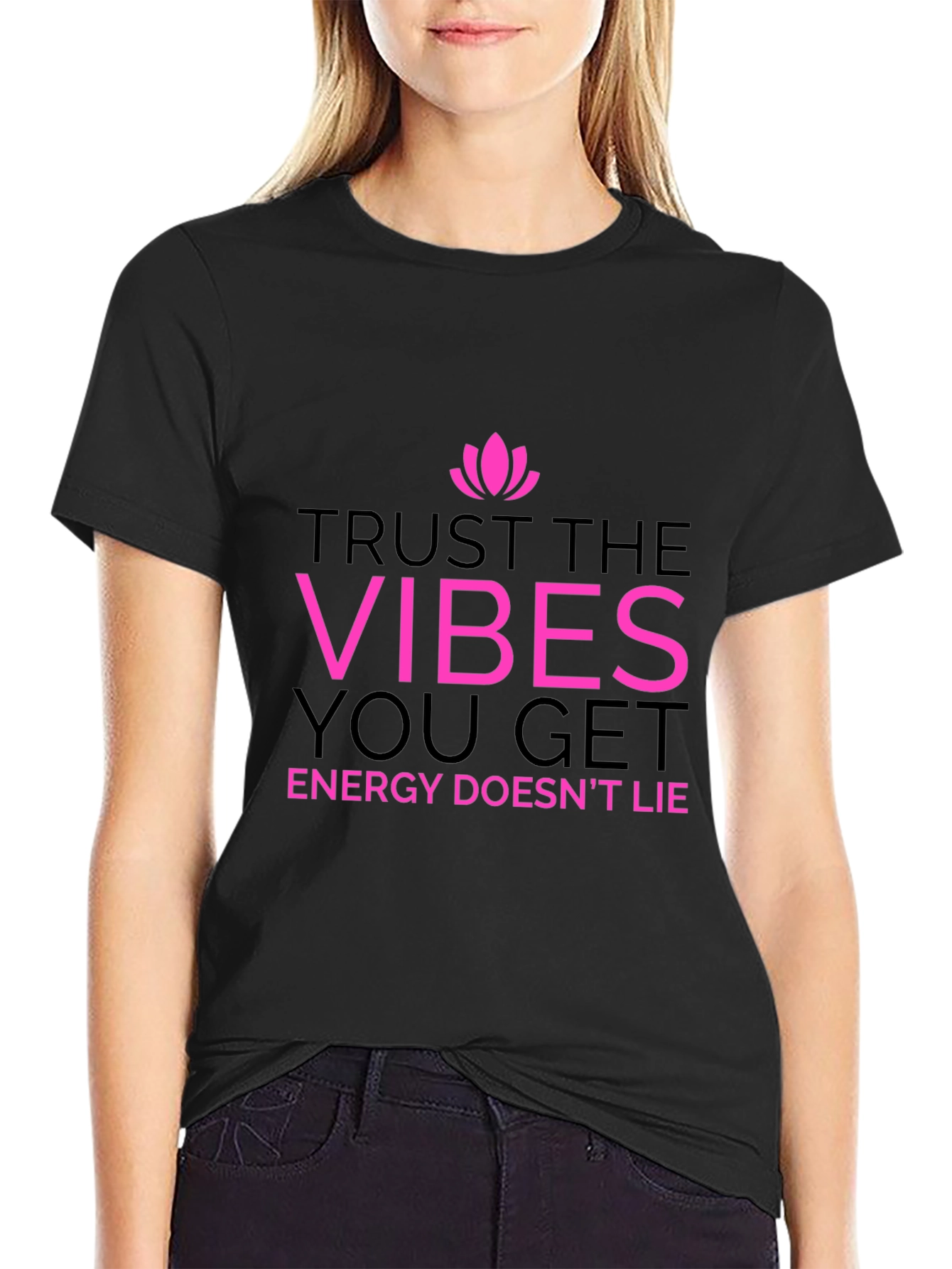 Black Trust the Vibes Graphic Tee - Positive Energy Shirt view 2