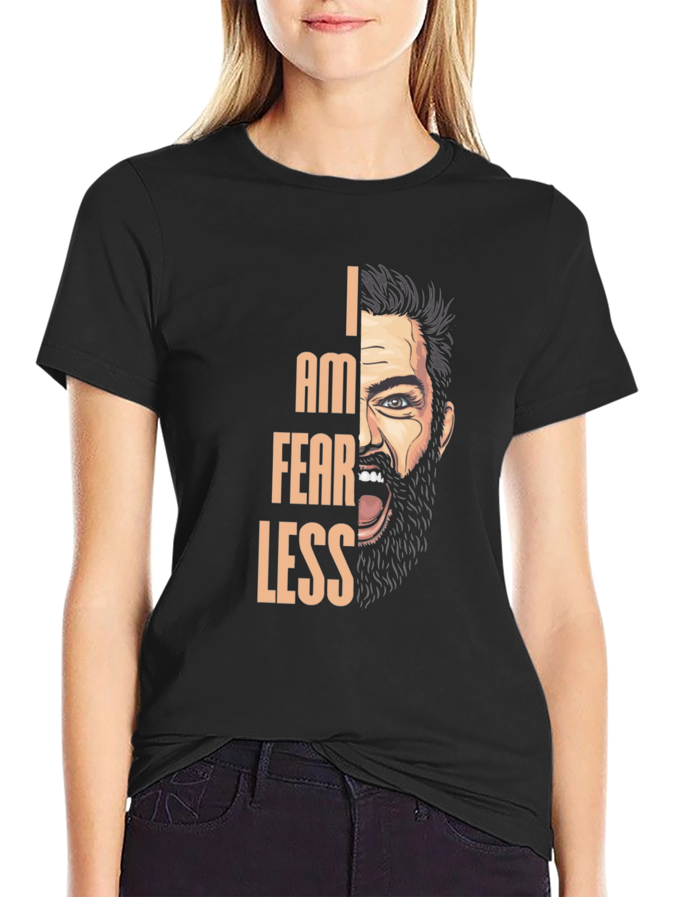 Black I Am Fearless Graphic T-Shirt view 2
