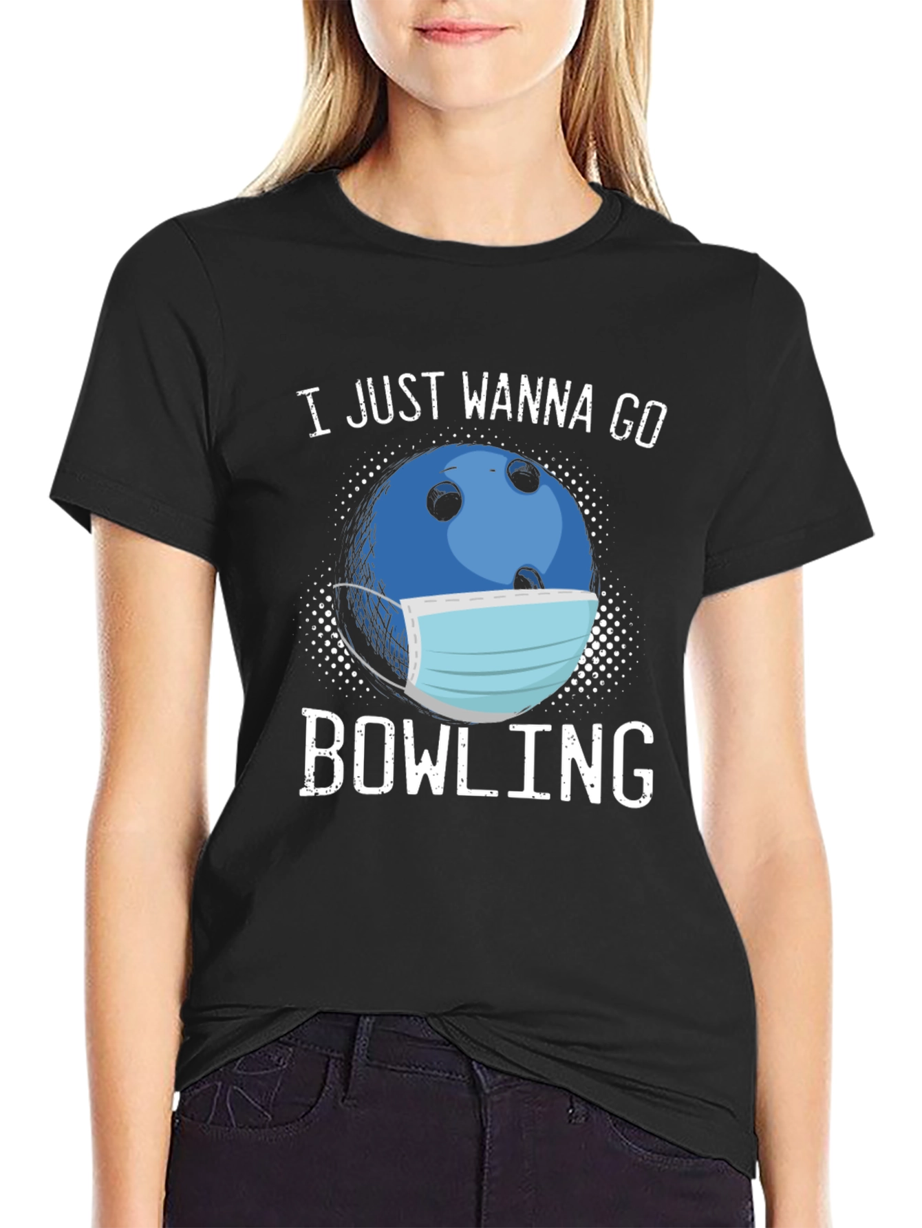 Black Bowling Mask Graphic Tee view 2