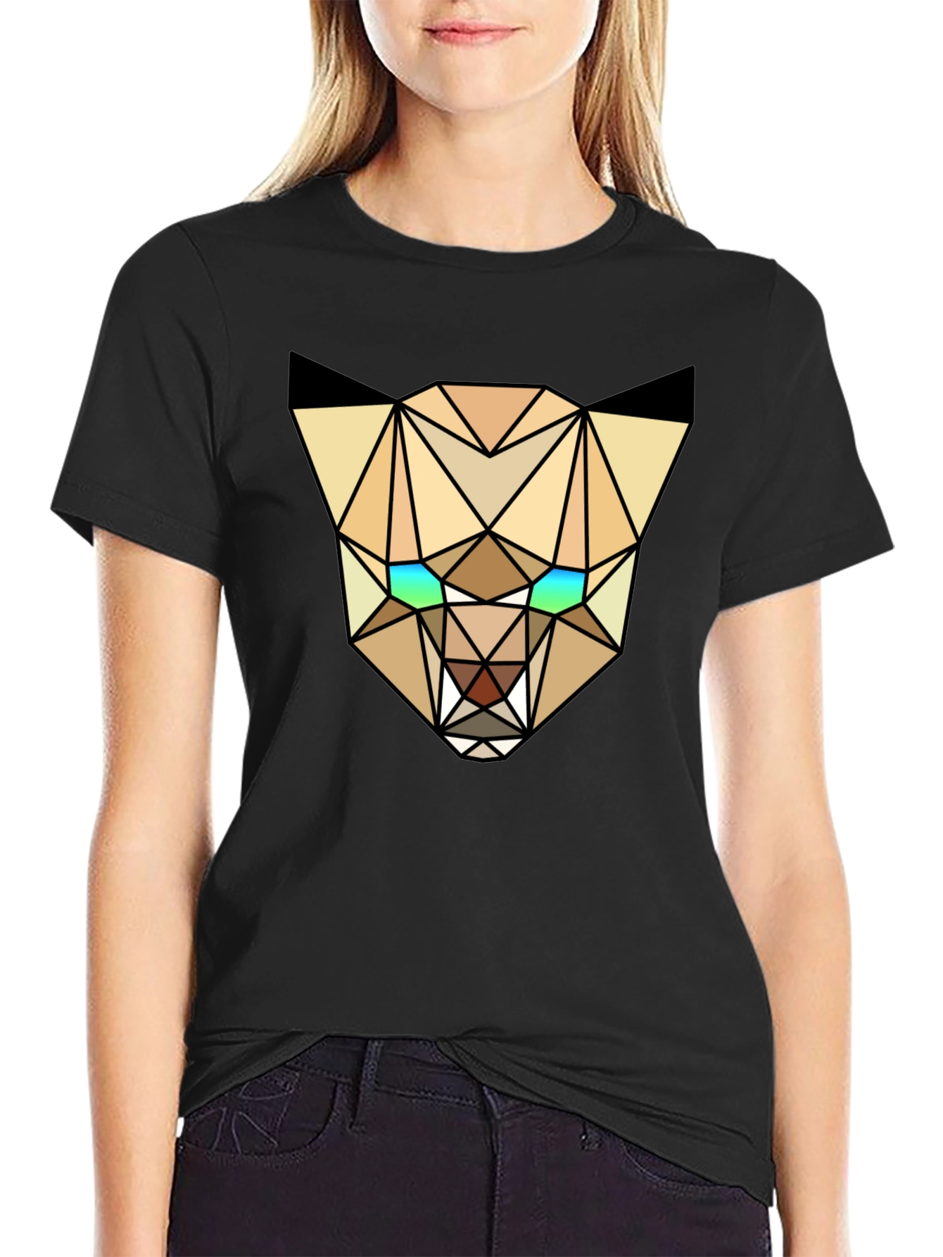 Black Geometric Lynx Tee - Modern Graphic T-Shirt view 2