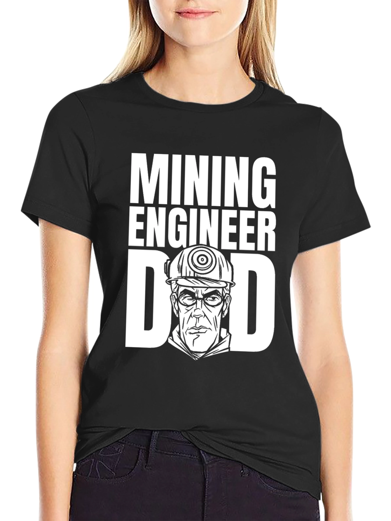 Black Mining Engineer Dad T-Shirt - Gift for Miners view 2