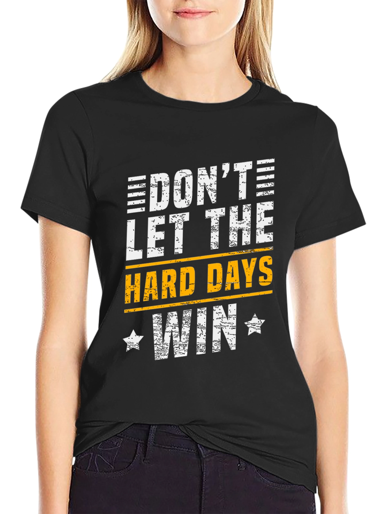Black Motivational Graphic T-Shirt - Don't Let the Hard Days Win view 2