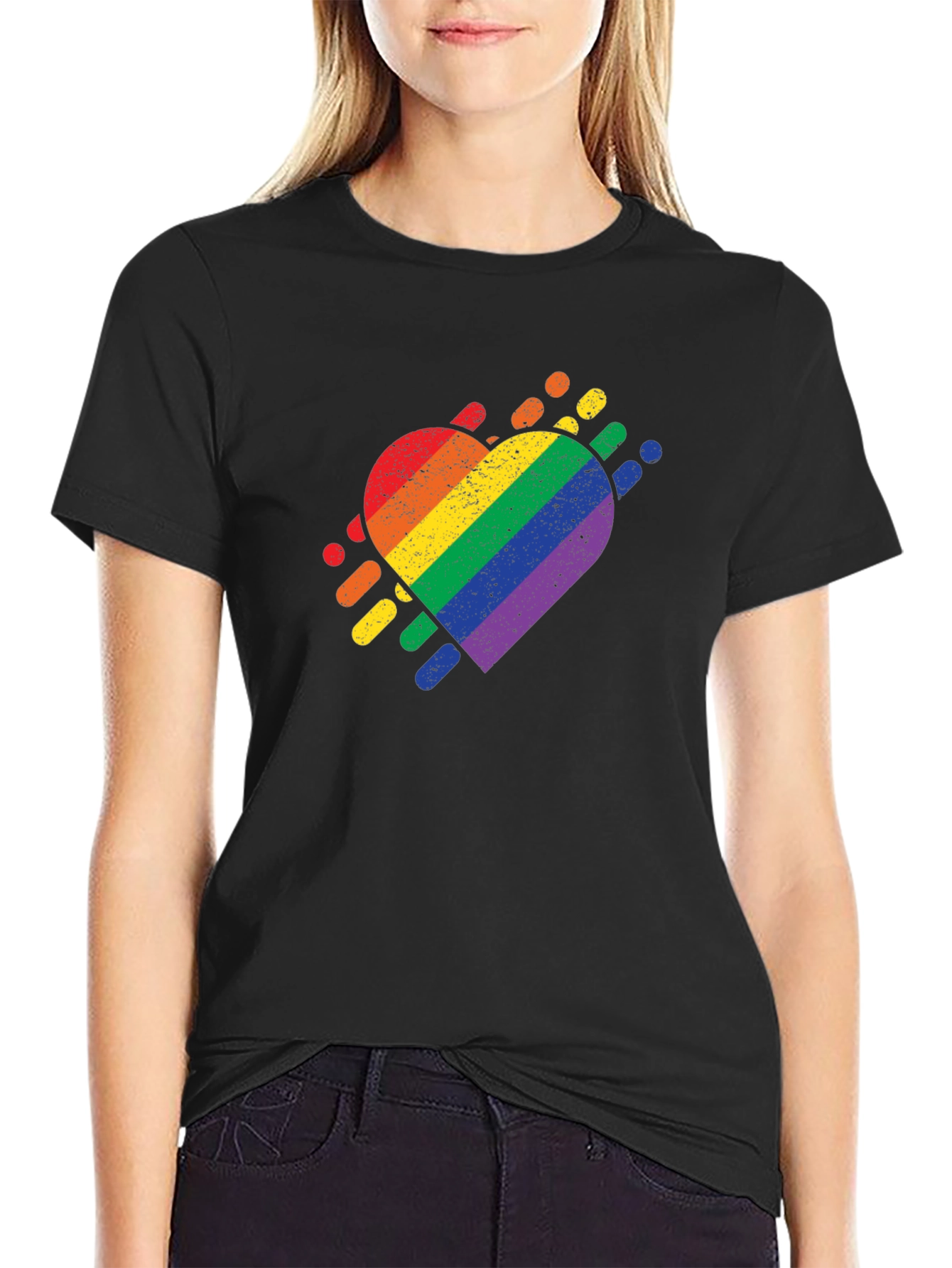 Black Pride Heart Black T-Shirt view 2