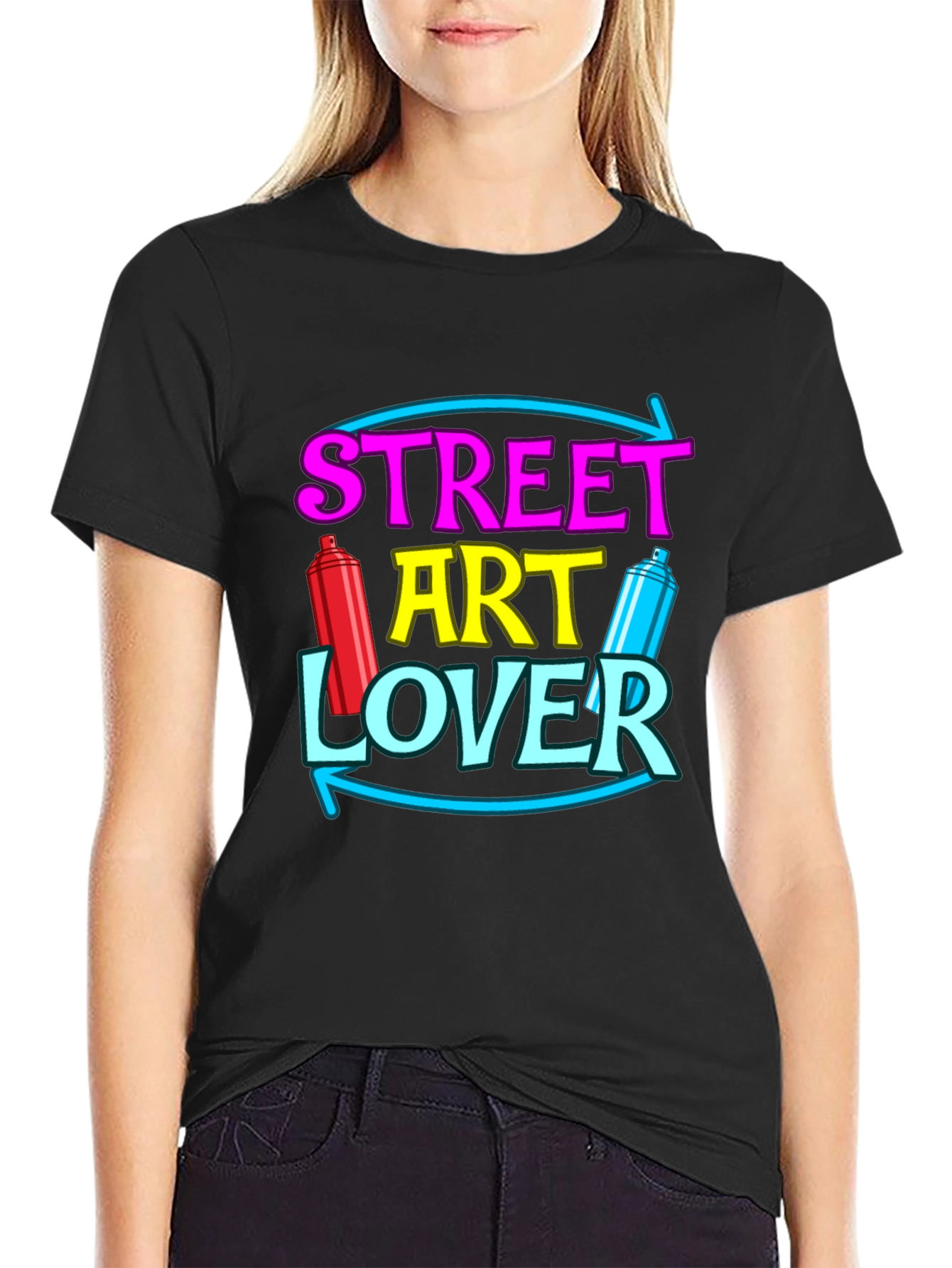 Black Street Art Lover T-Shirt Graffiti Artist Tee view 2