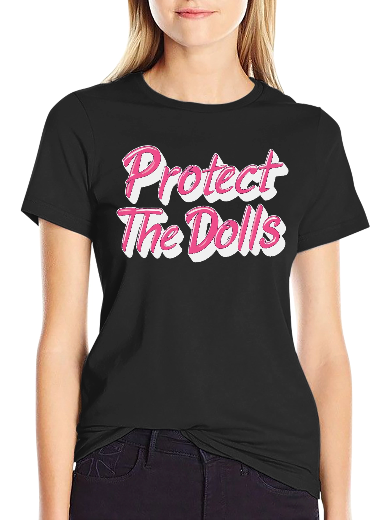 Black Protect the Dolls Black Graphic T-Shirt view 2