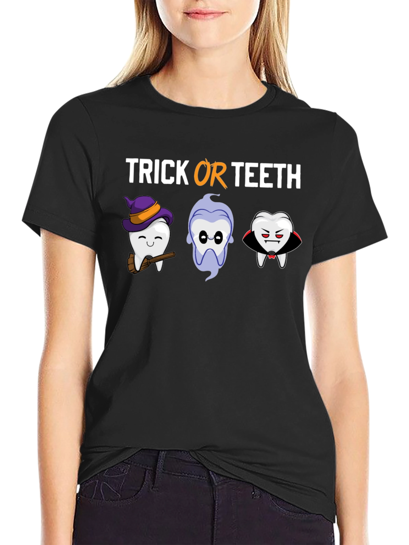 Black Trick or Teeth Halloween T-Shirt view 2