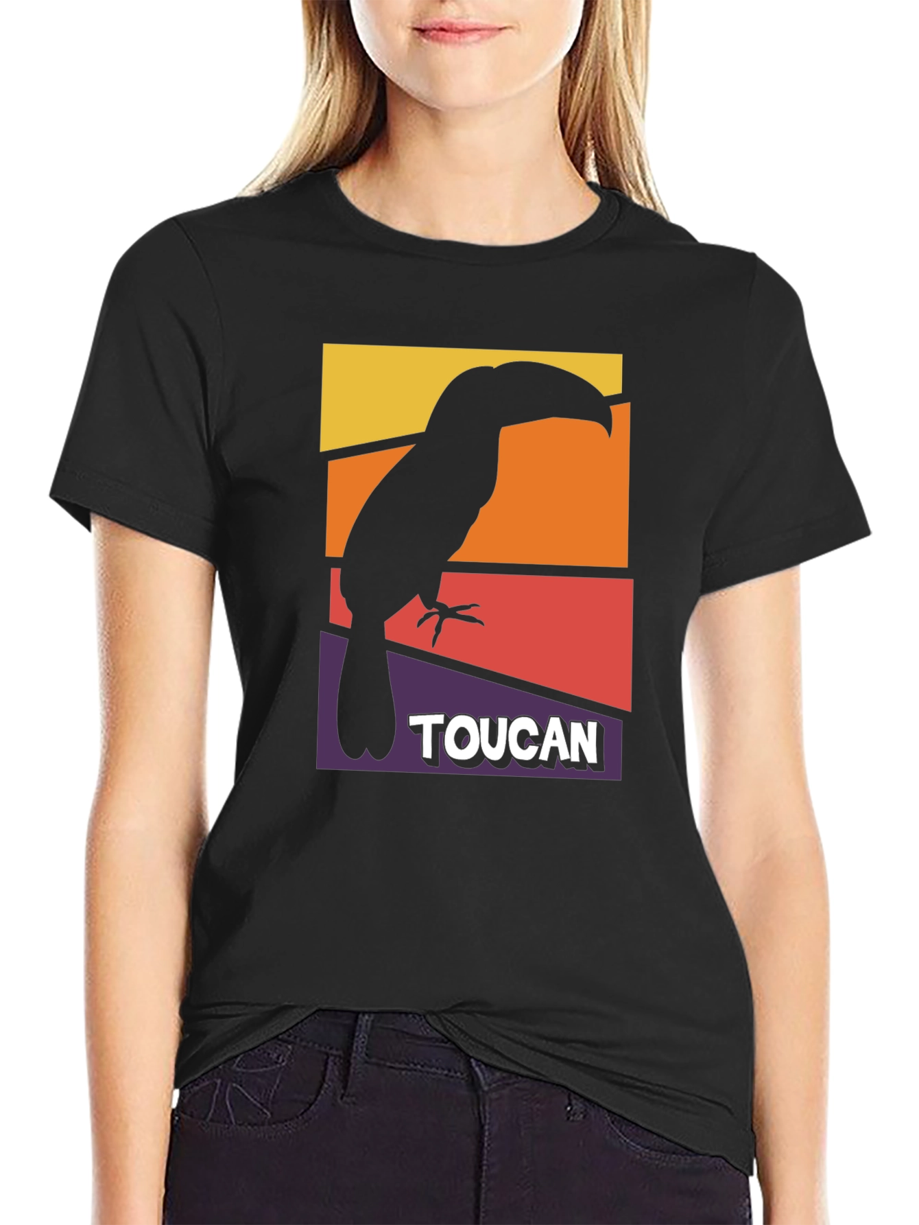 Black Toucan Graphic T-Shirt - Retro Style Bird Tee view 2