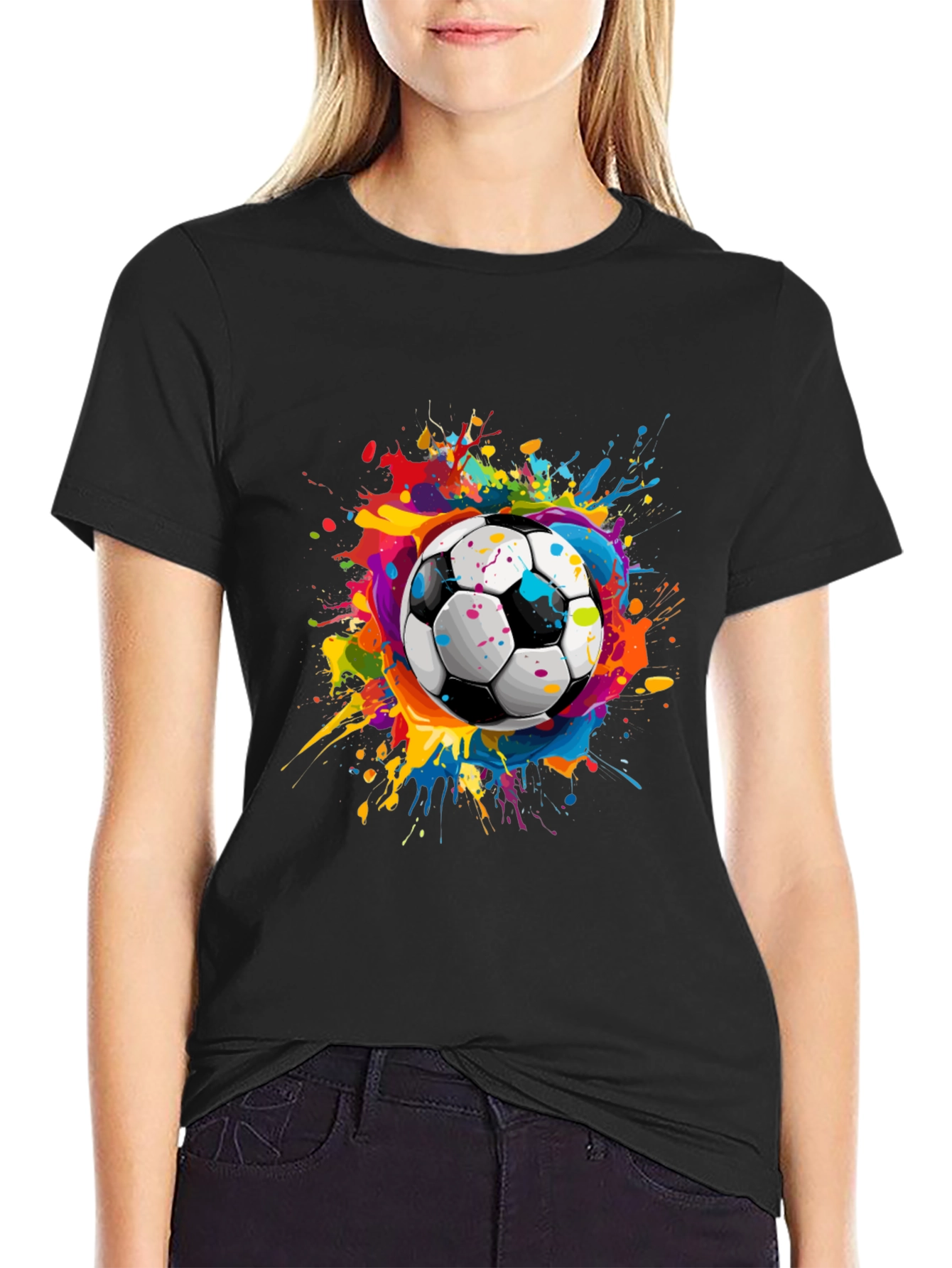 Black Soccer Splash Black T-Shirt view 2