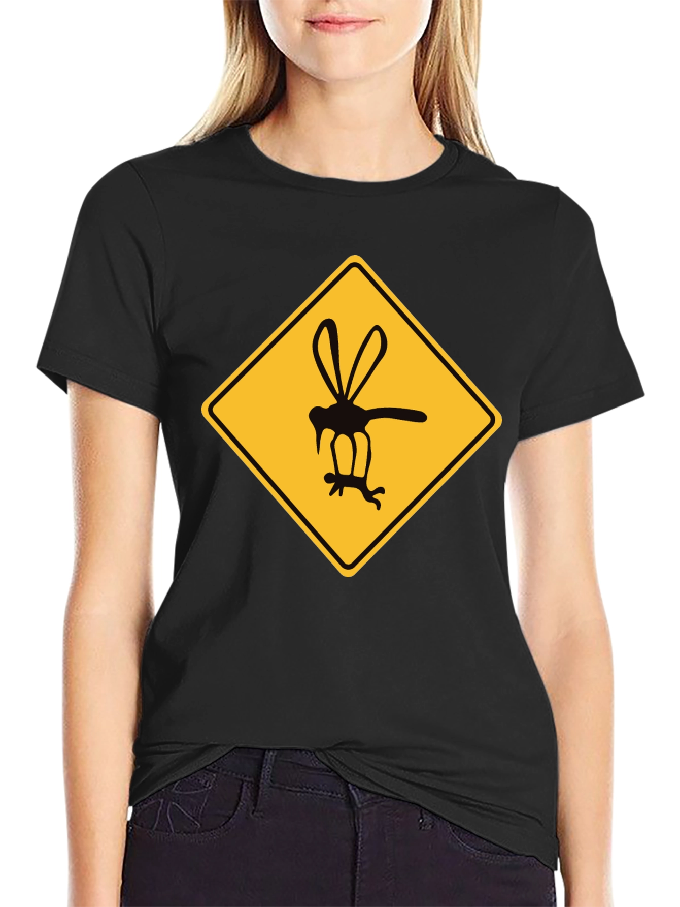 Black Mosquito Warning Graphic T-Shirt - Black view 2