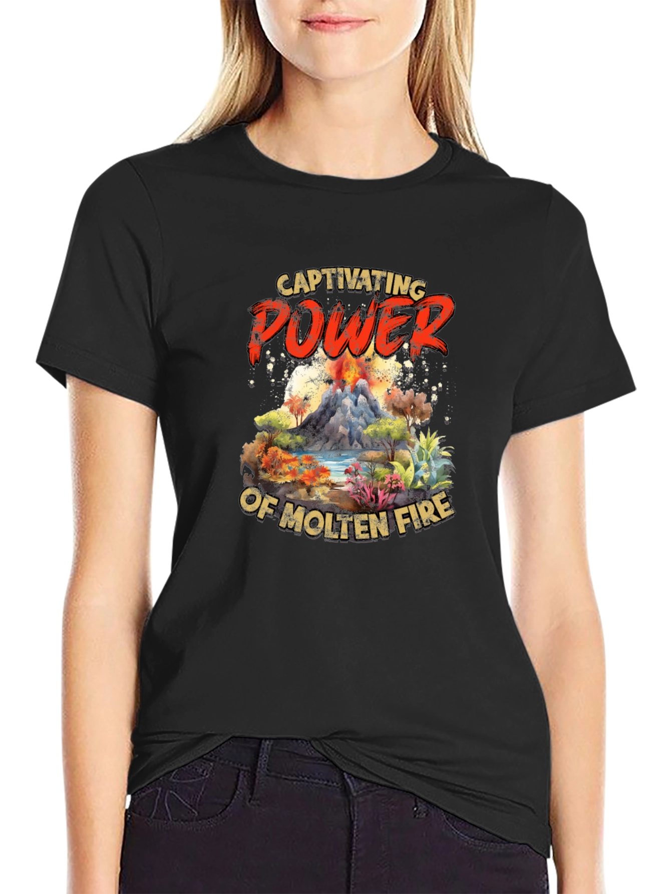 Black Captivating Power Molten Fire Graphic Tee view 2
