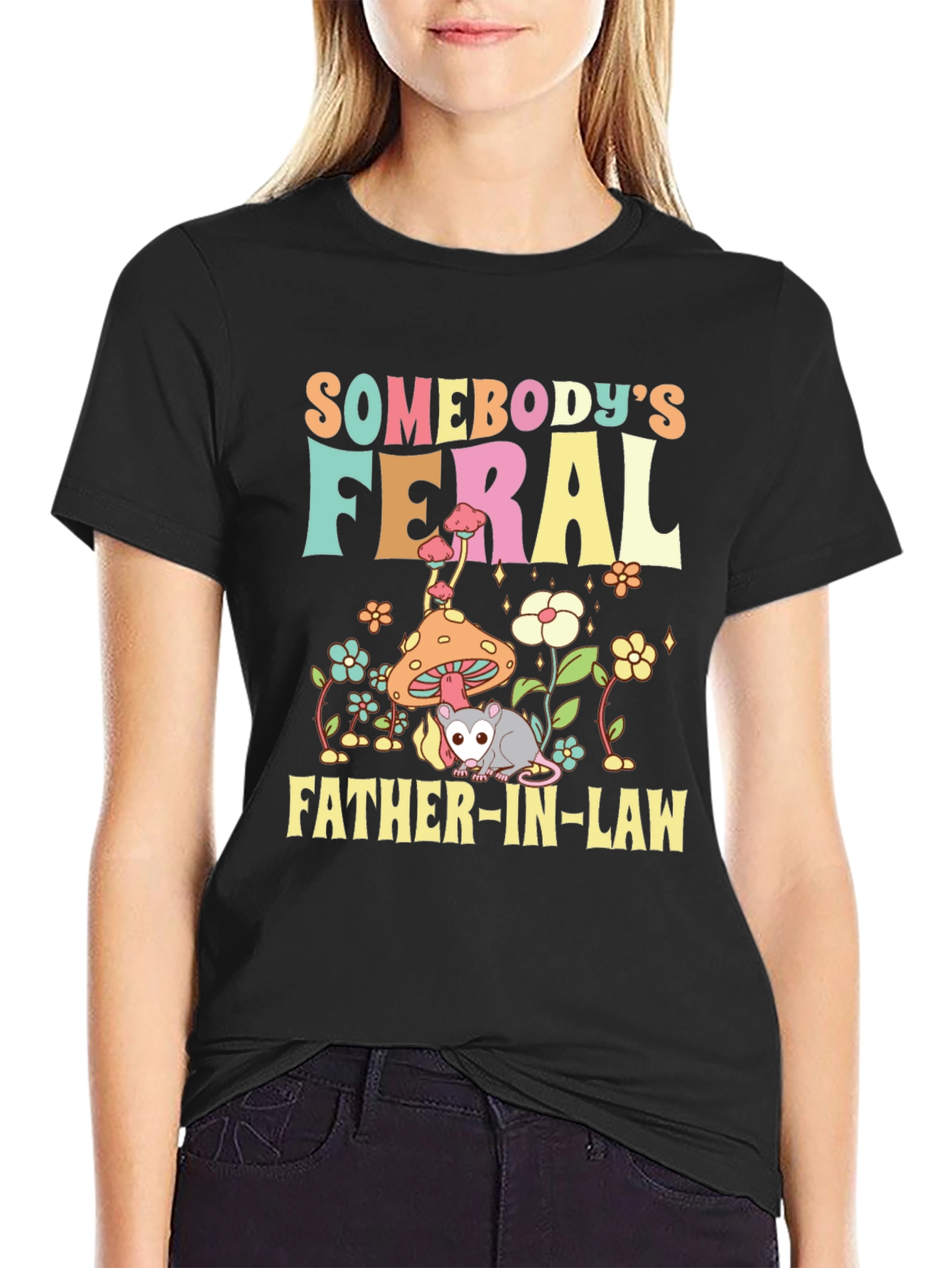 Black Feral Father-in-Law Novelty T-Shirt view 2