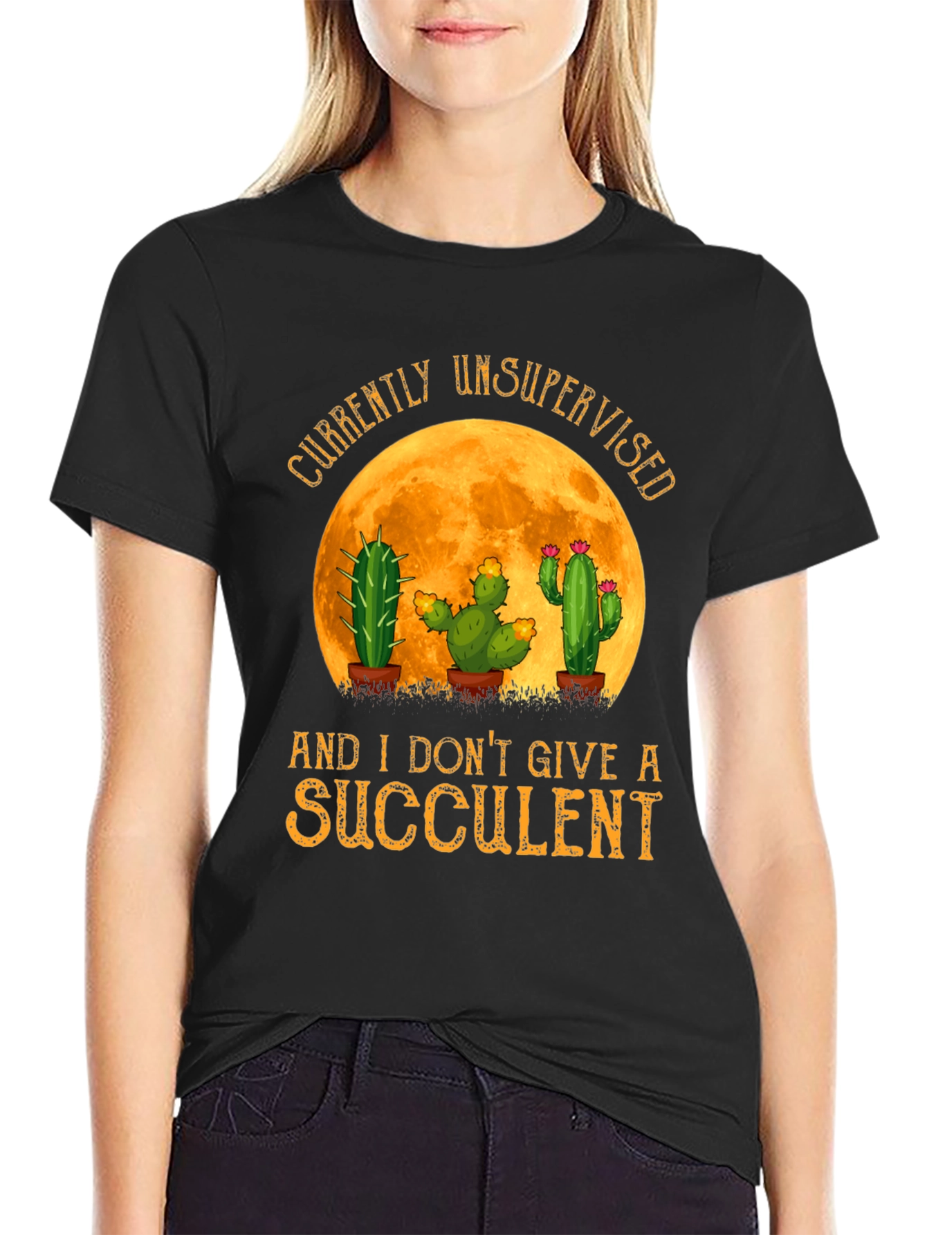 Black Unsupervised Succulent Cactus T-Shirt view 2