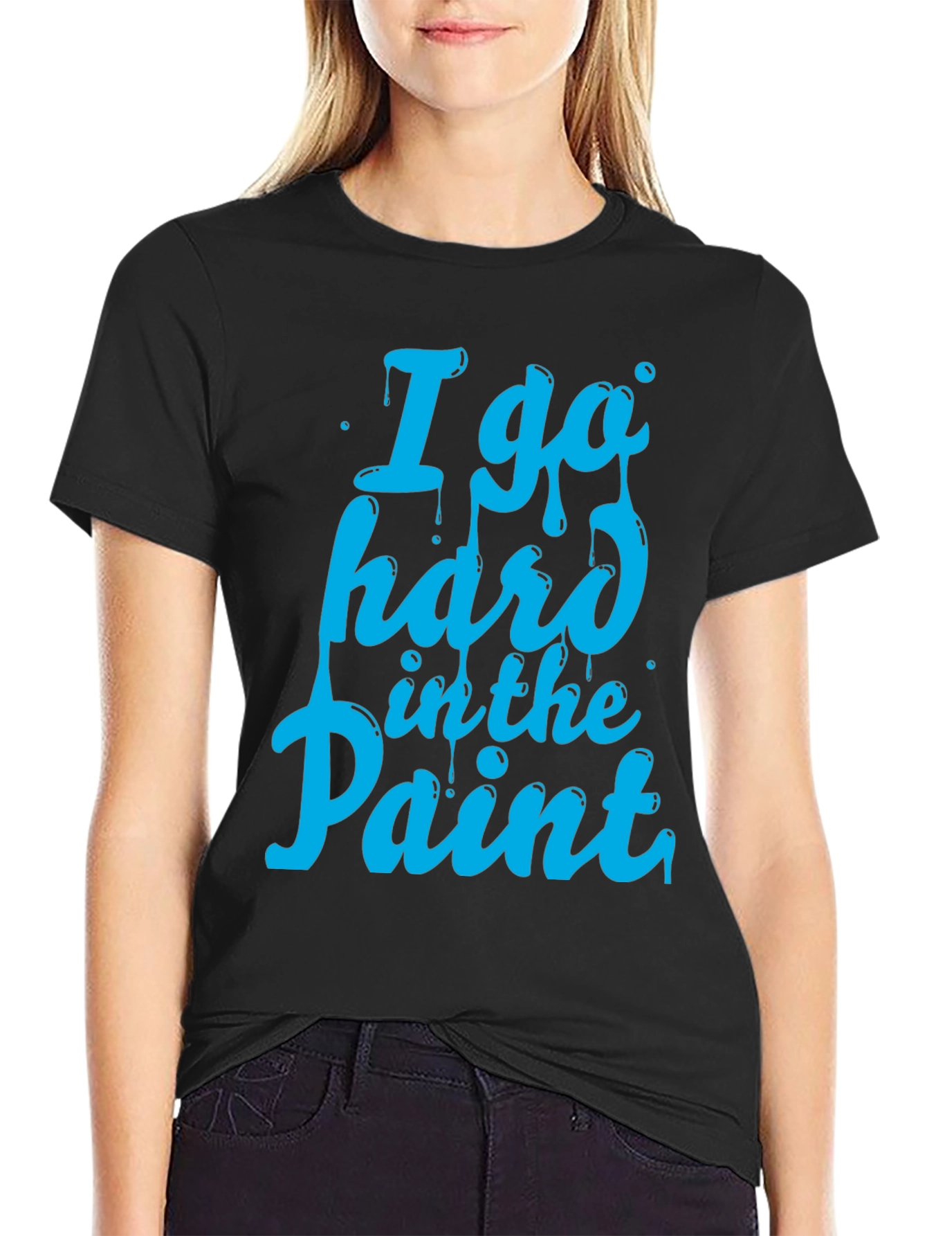 Black I Go Hard in the Paint T-Shirt - Basketball Inspired Tee view 2