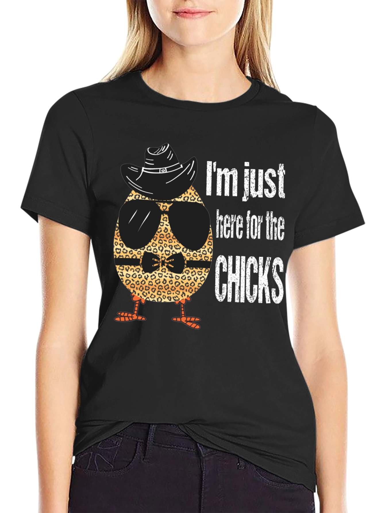 Black Funny Chick T-Shirt - I'm Just Here for the Chicks view 2