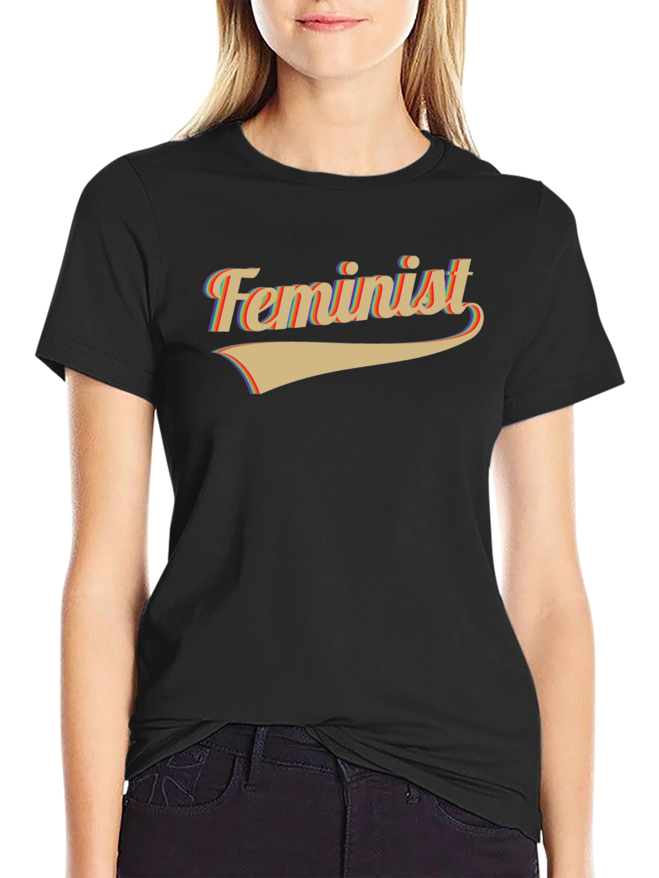 Black Retro Feminist Graphic Tee view 2
