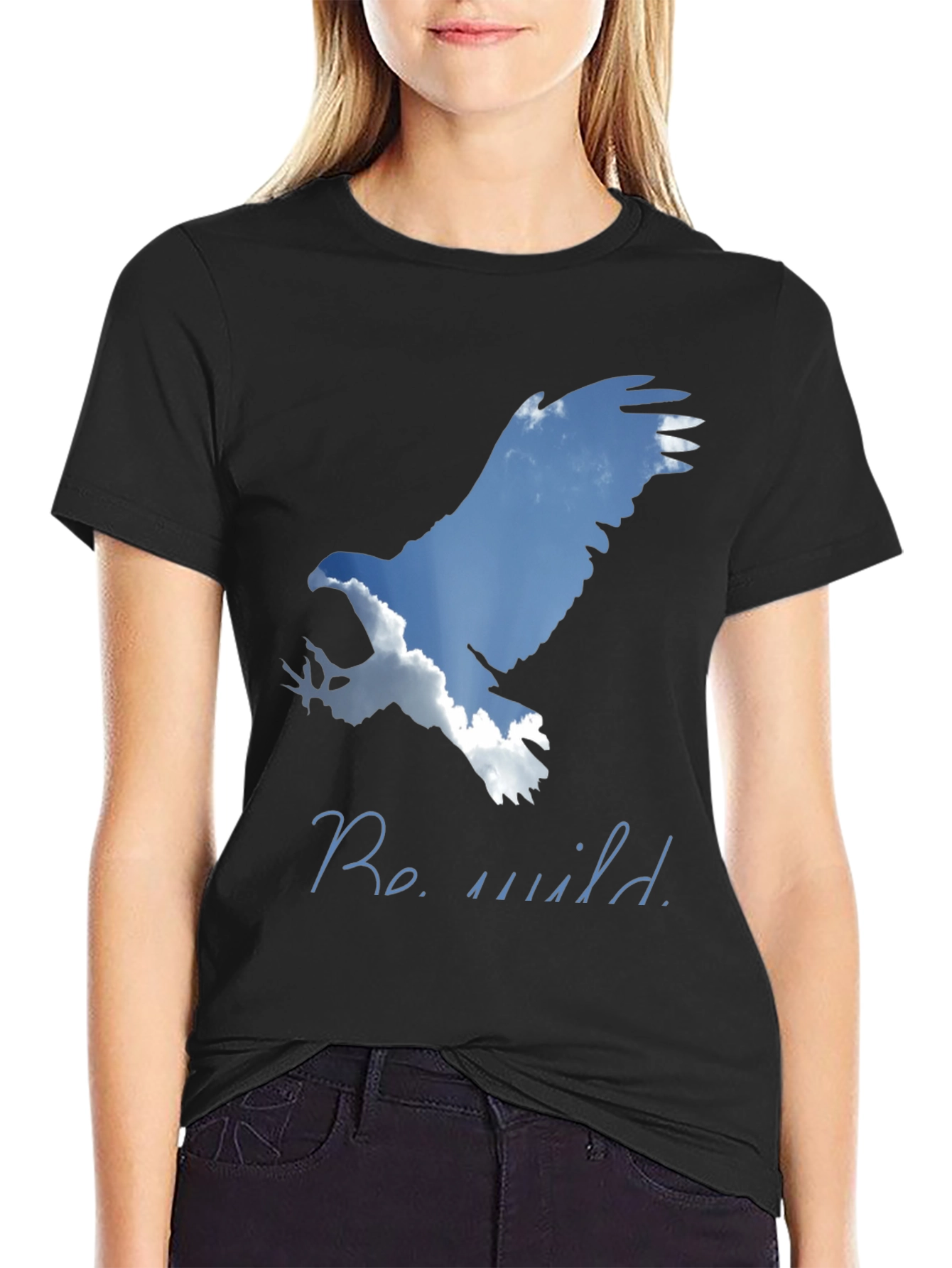 Black Be Wild Eagle Graphic Tee - Black Cotton Blend Shirt view 2