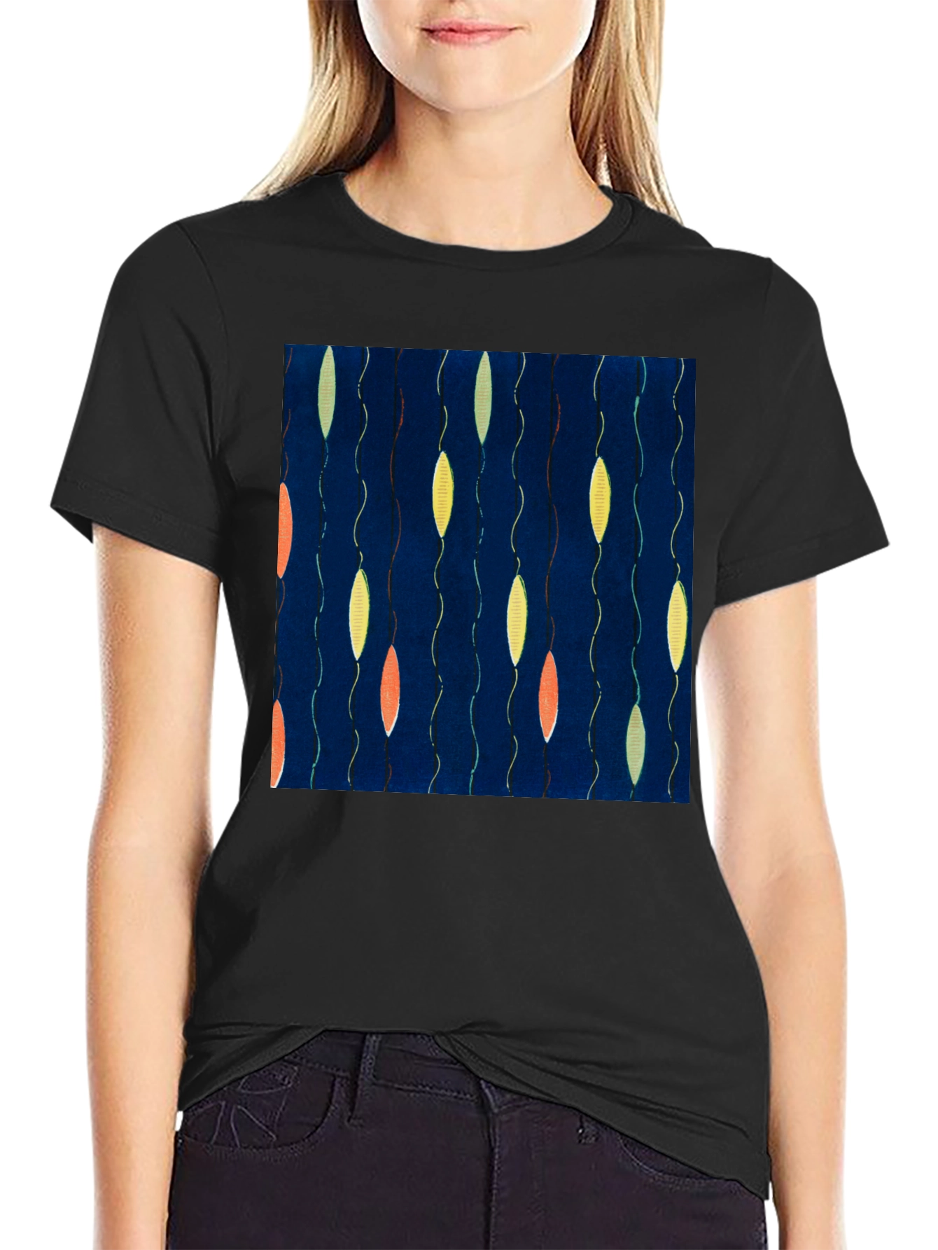 Black Abstract Pattern T-Shirt - Unique Graphic Tee view 2
