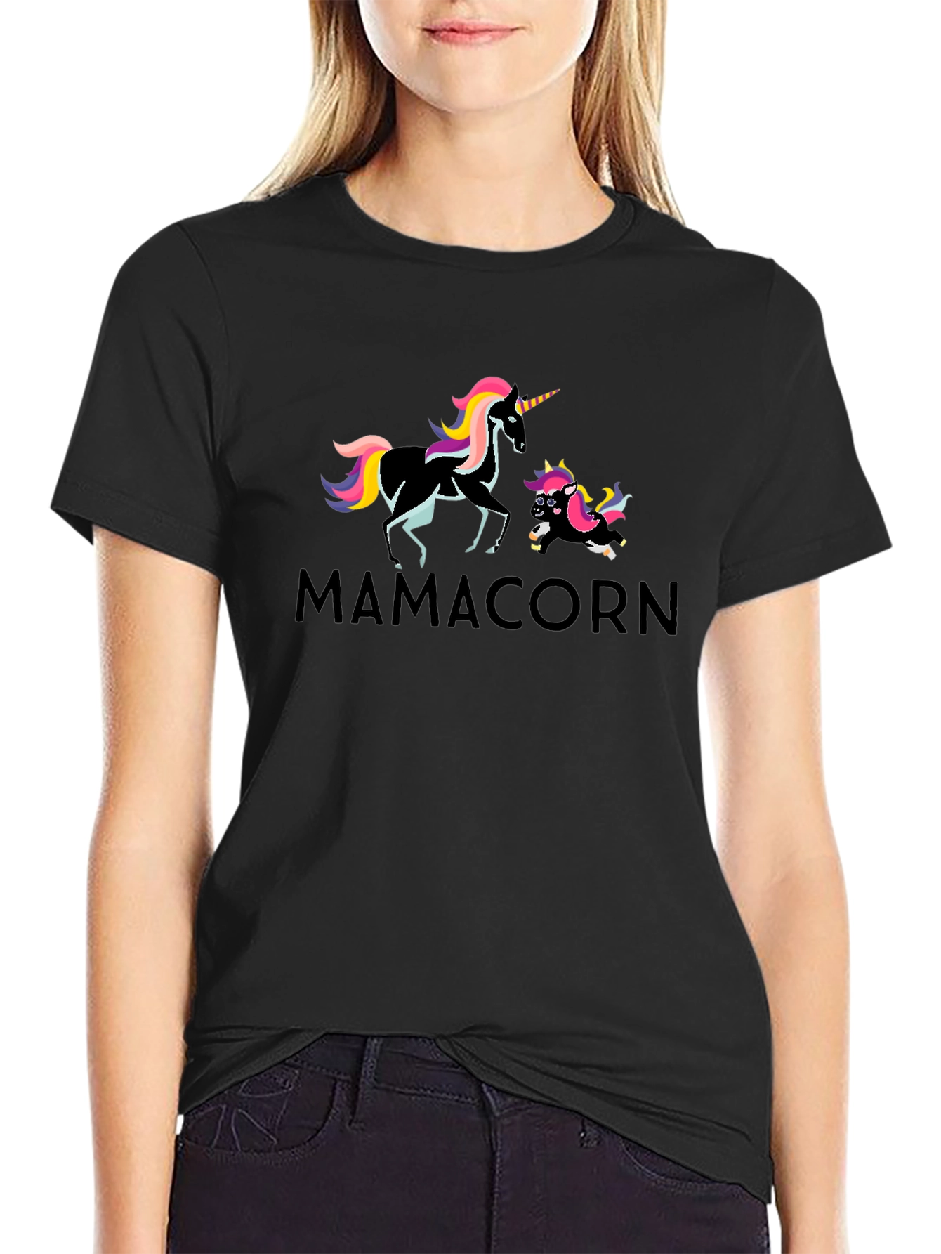 Black MamAcorn Unicorn T-Shirt - Soft Cotton view 2