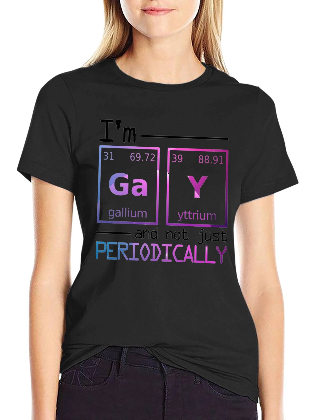 Black I'm Gay Periodically T-Shirt view 2