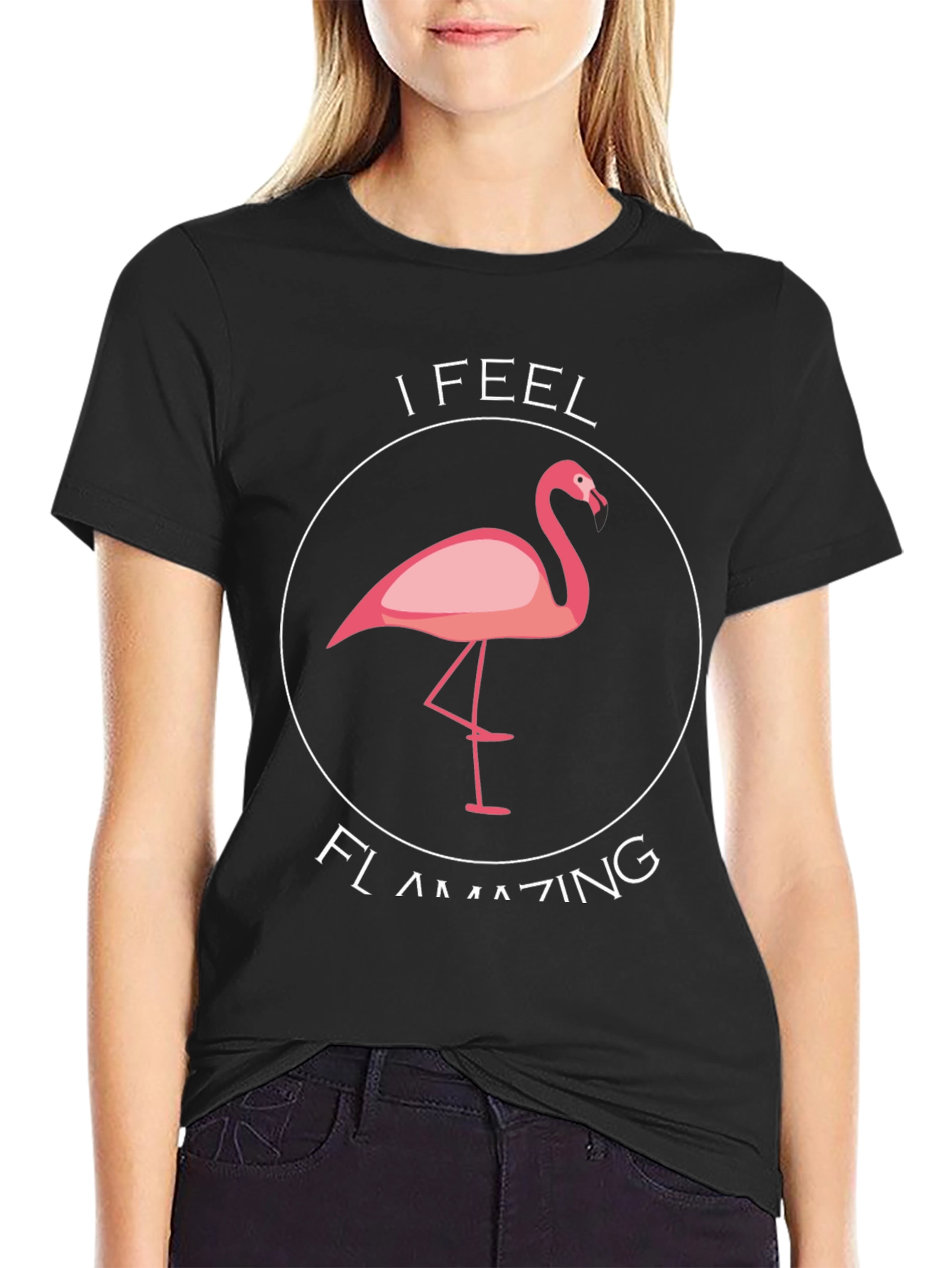 Black Flamazing T-Shirt - Funny Flamingo Graphic Tee view 2