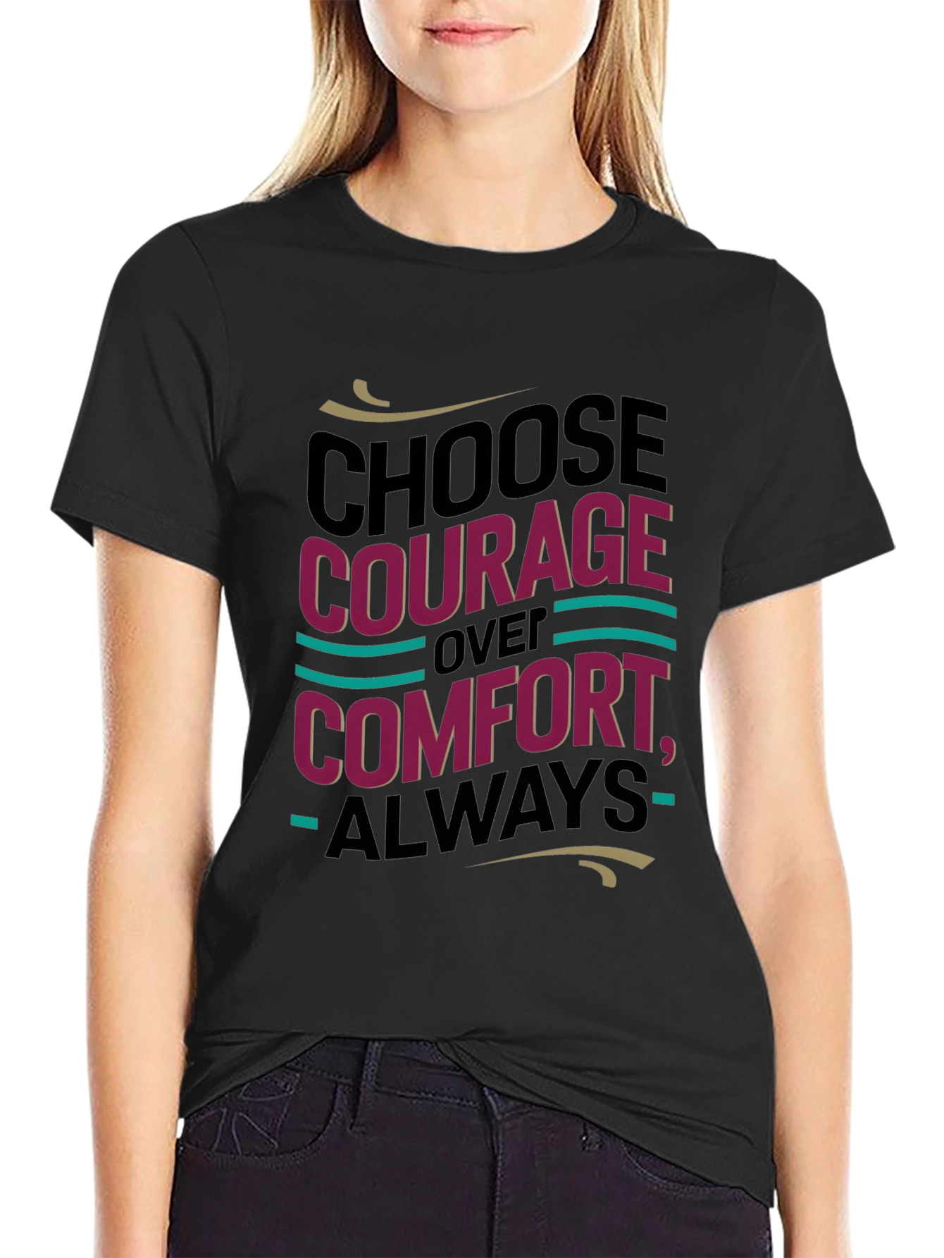 Black Choose Courage T-Shirt - Motivational Tee view 2