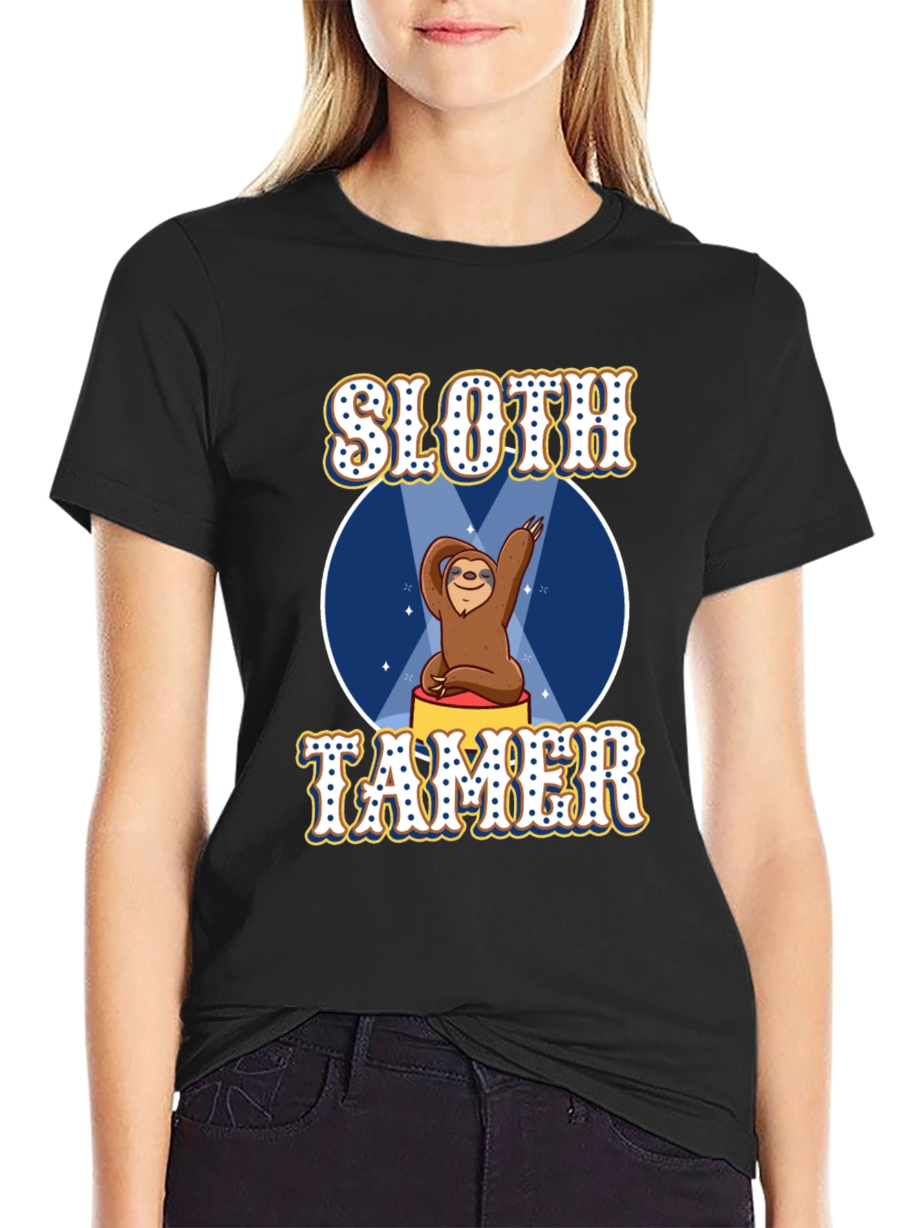 Black Sloth Tamer Graphic Tee - Funny Animal Lover T-Shirt view 2