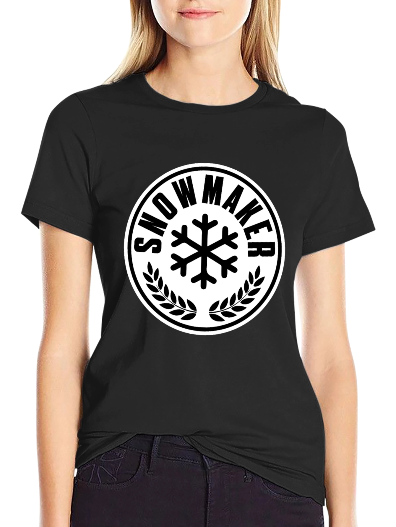 Black Snowmaker Graphic Tee - Winter Sports T-Shirt view 2