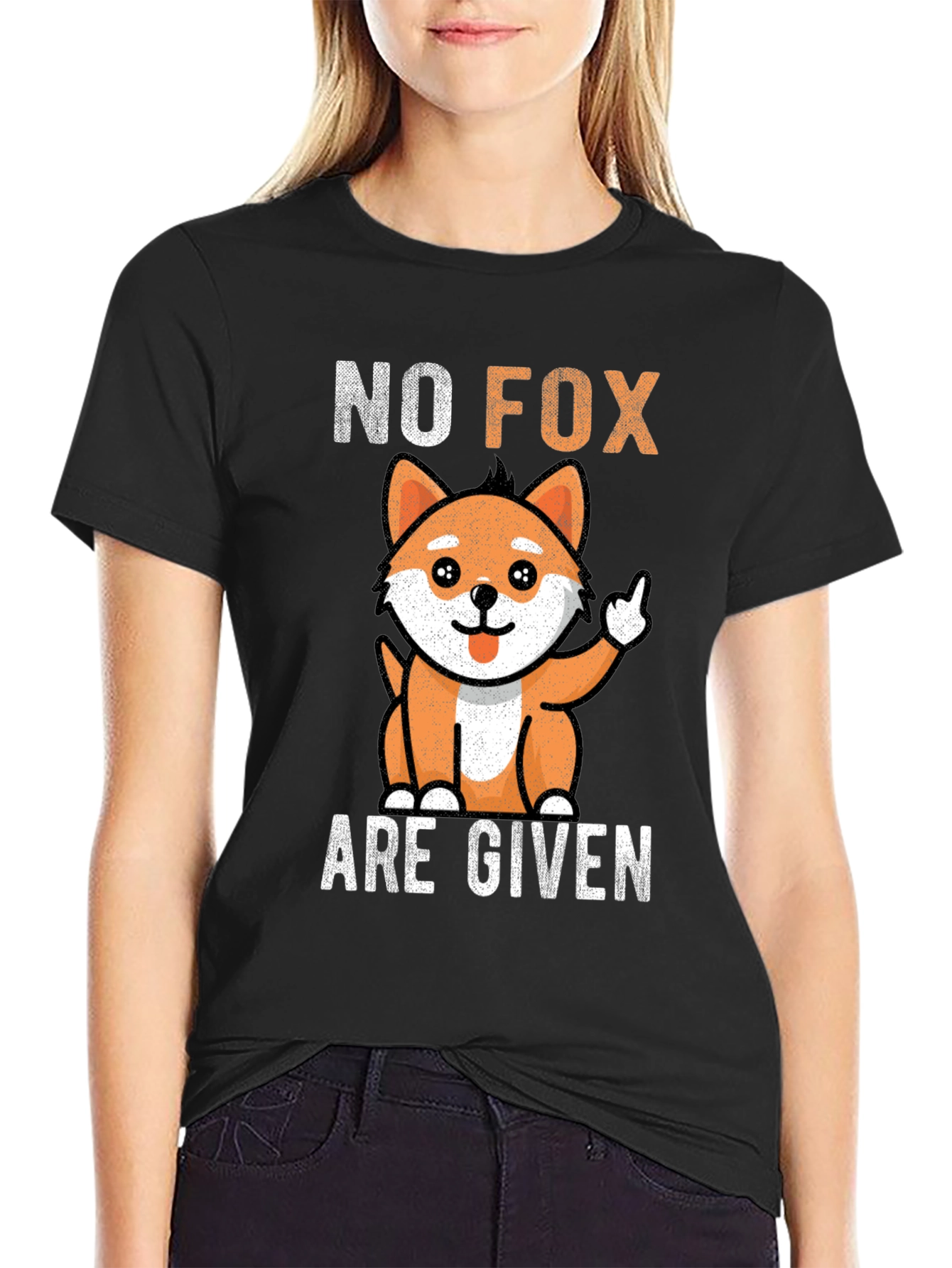 Black No Fox Given Graphic Tee - Funny Animal Design view 2