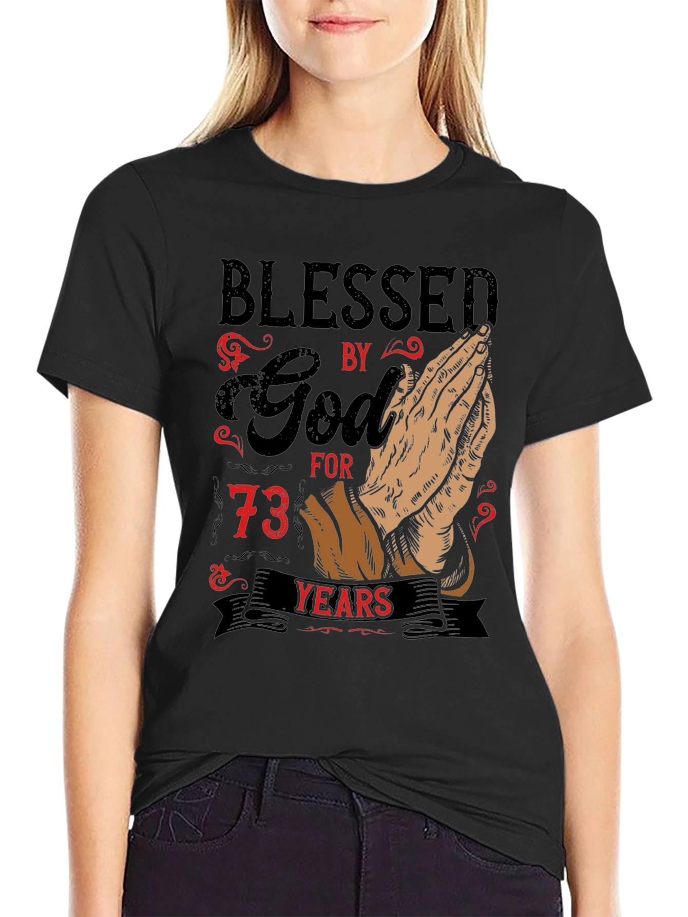 Black Blessed By God T-Shirt - Limited Edition 73 Years view 2
