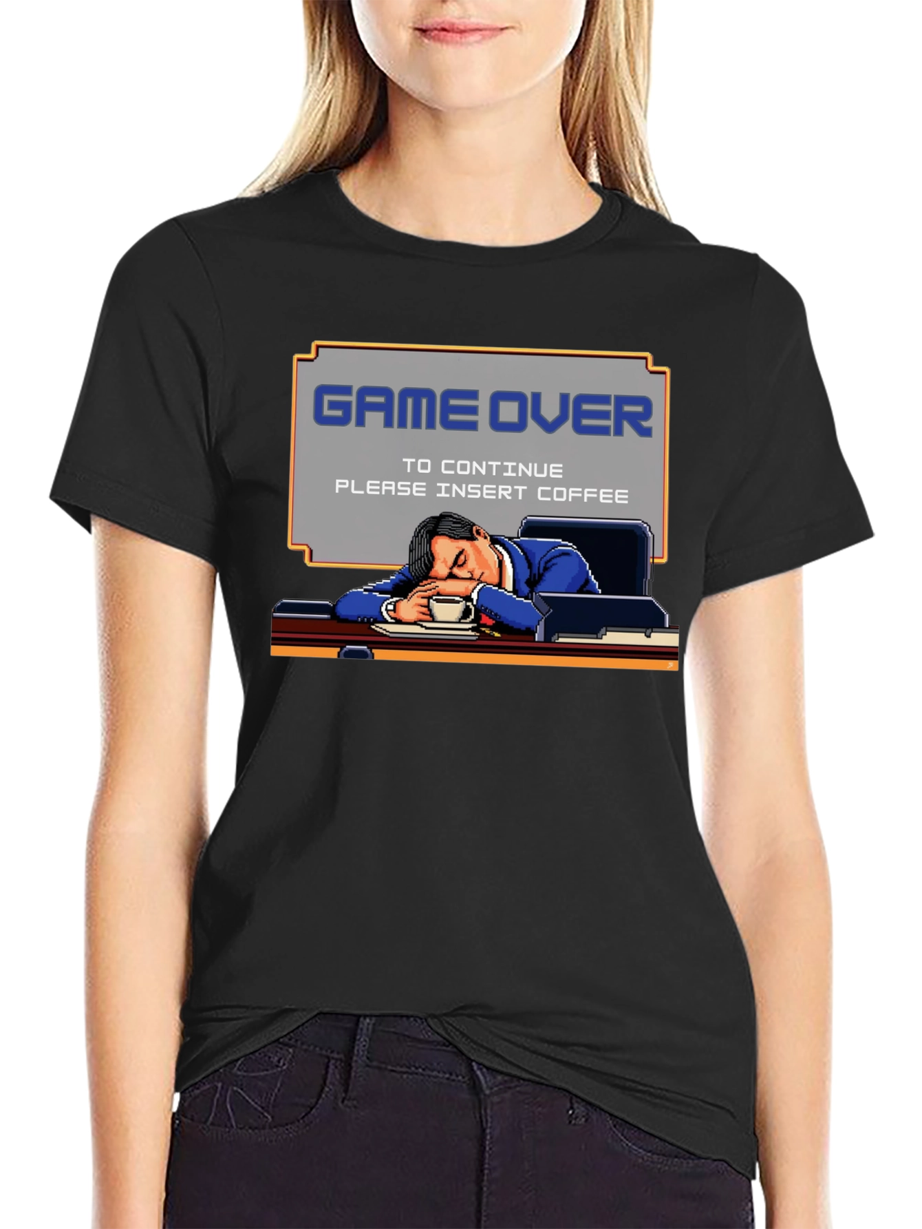 Black Game Over Insert Coffee T-Shirt view 2