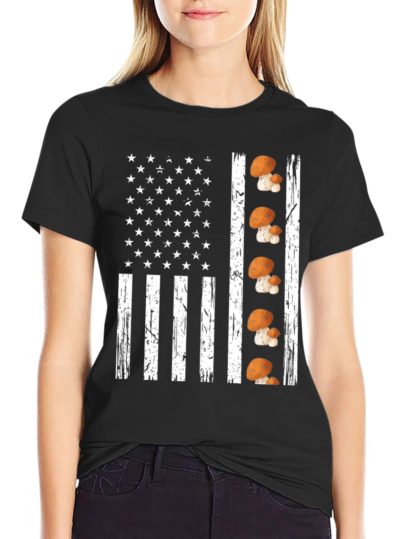 Black Mushroom Flag Graphic Tee view 2