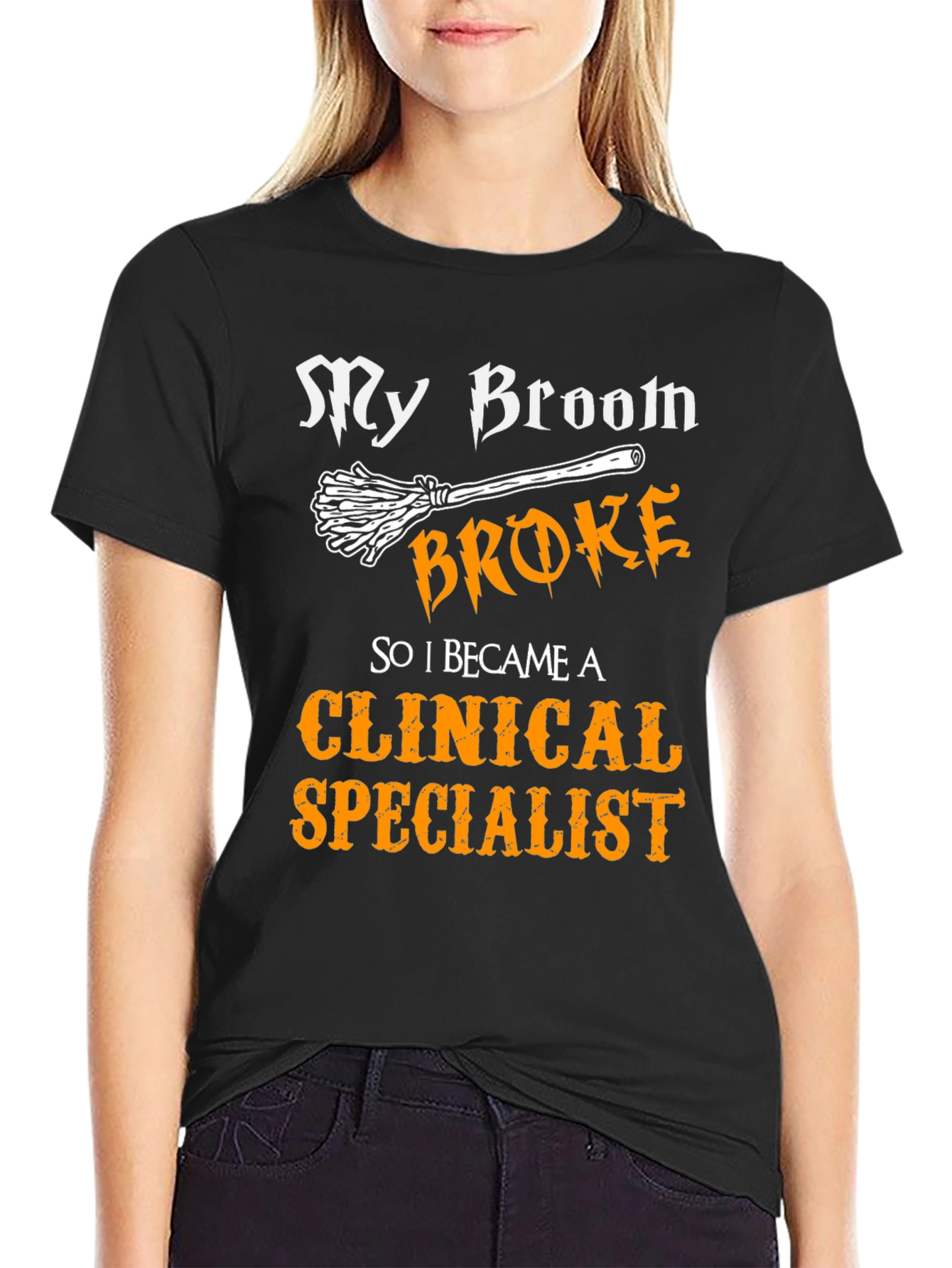 Black Funny Clinical Specialist Halloween T-Shirt view 2