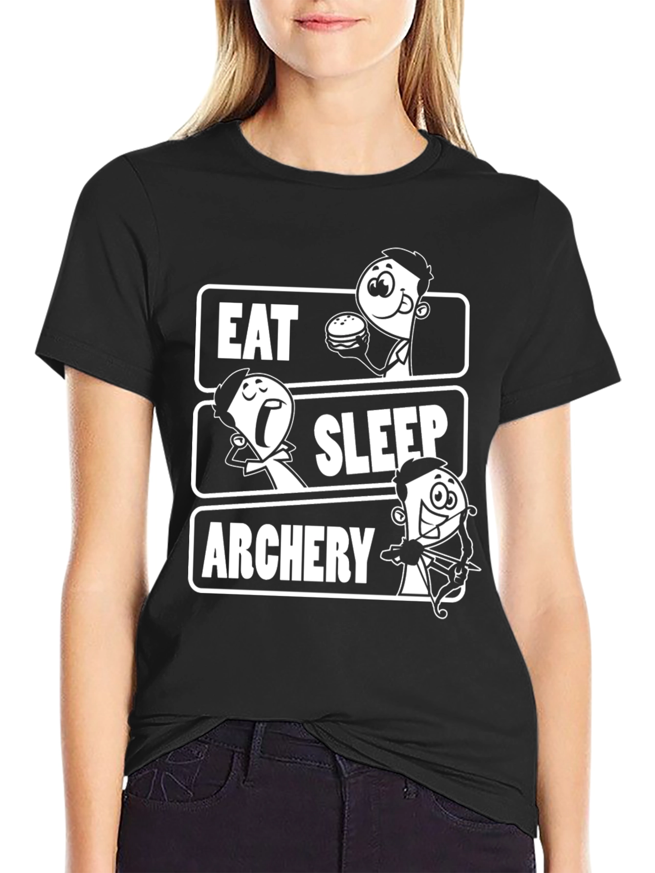 Black Eat Sleep Archery Black Graphic Tee view 2
