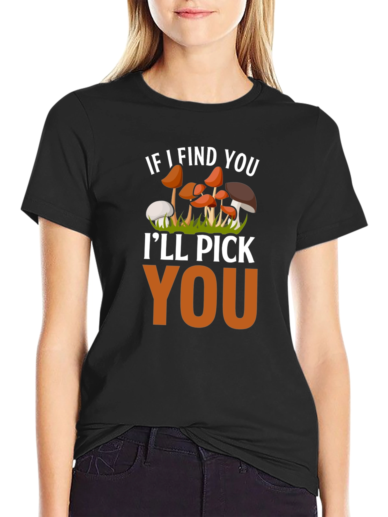 Black Mushroom Lover T-Shirt - I'll Pick You Funny Tee view 2