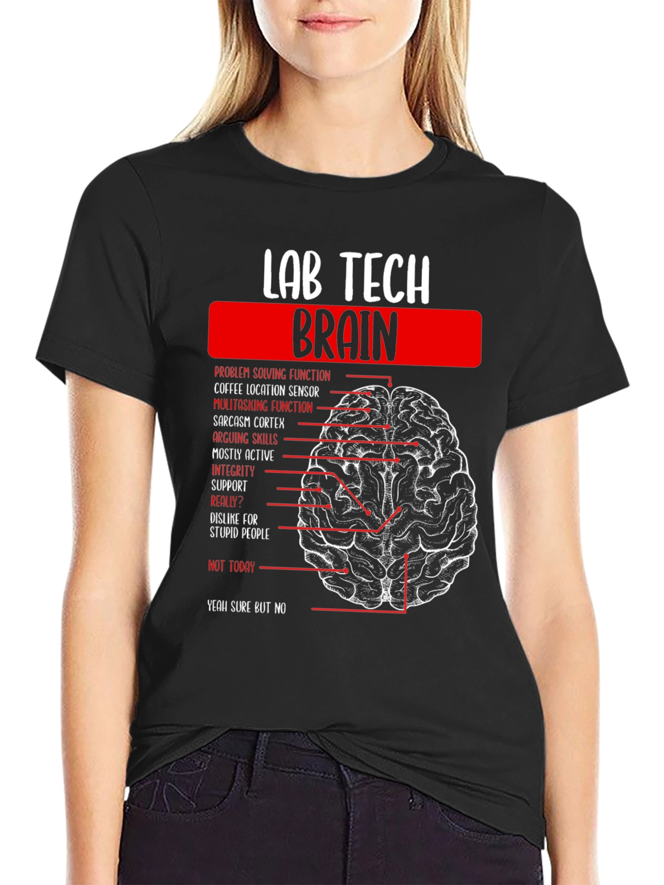 Black Lab Tech Brain Anatomy Graphic Tee -  Black view 2