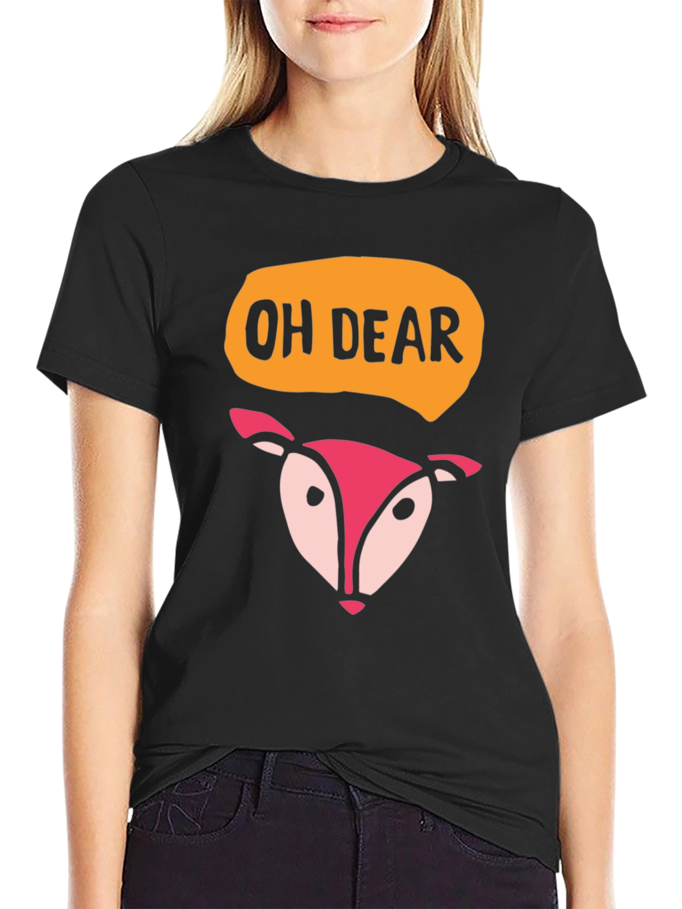 Black Oh Dear Deer Graphic T-Shirt - Black view 2