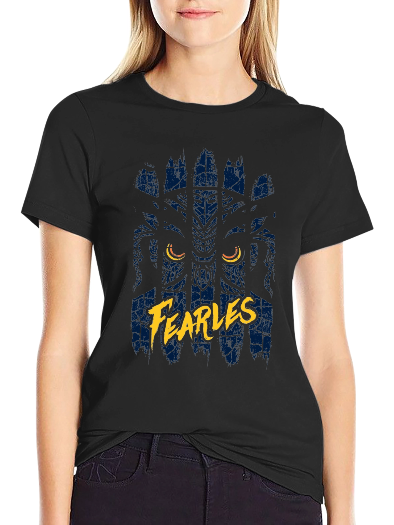 Black Fearless Lion Graphic T-Shirt - Black view 2