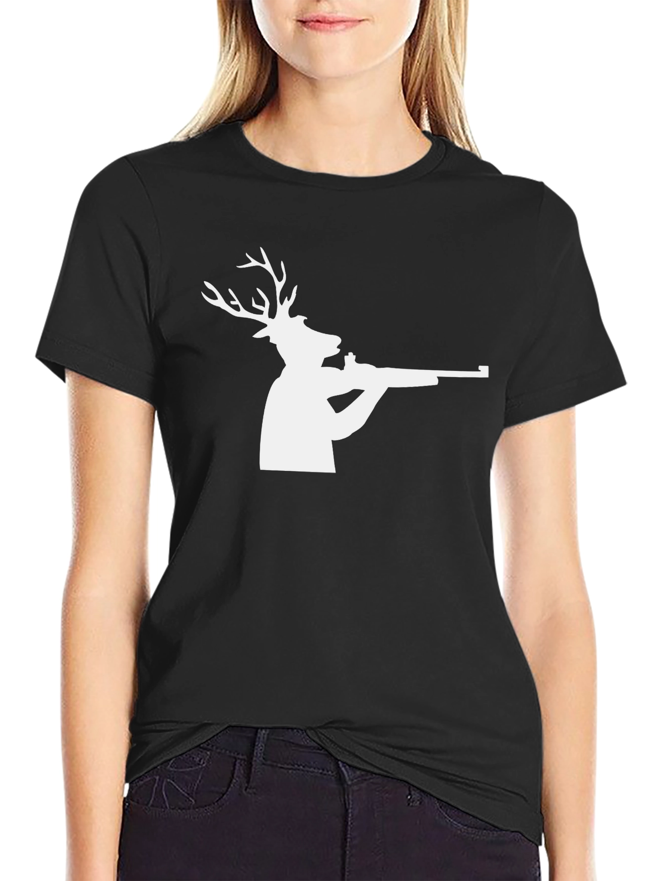 Black Deer Hunter T-Shirt - Unique Graphic Tee view 2